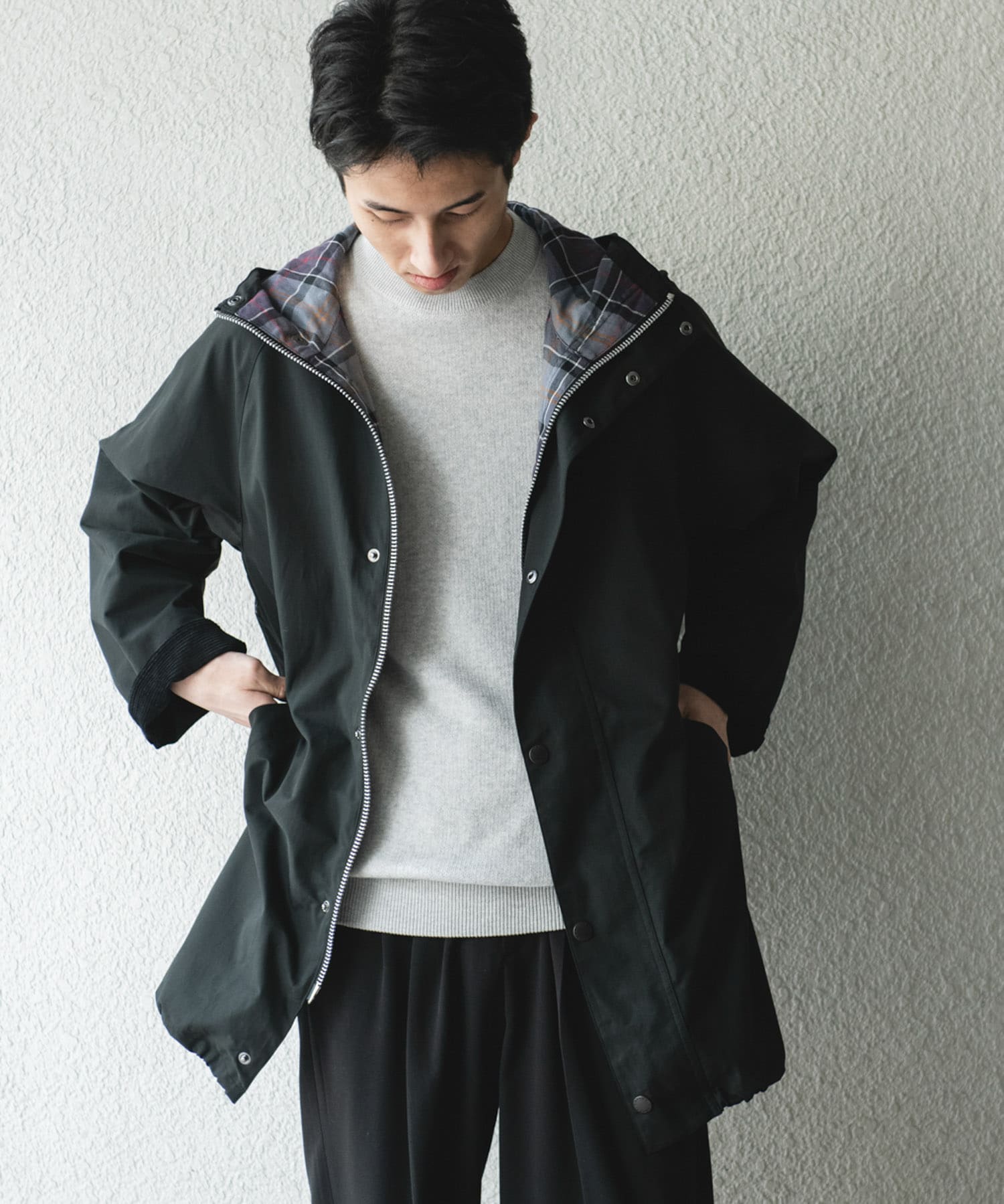 『別注』Barbour　HOODED COAT BLACK 40