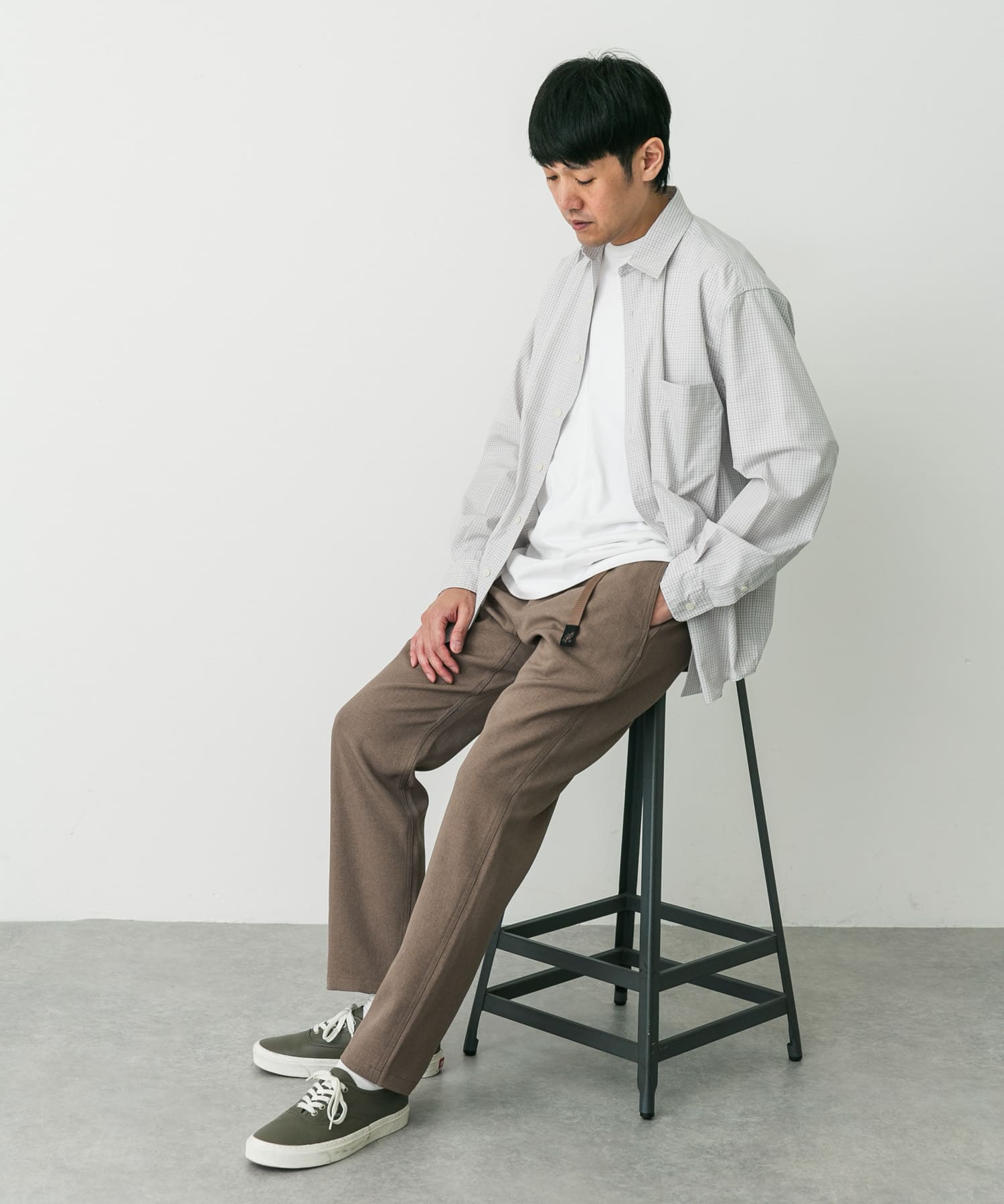 『別注』GRAMICCI　LANATECウールライクトラウザー MOCHA S