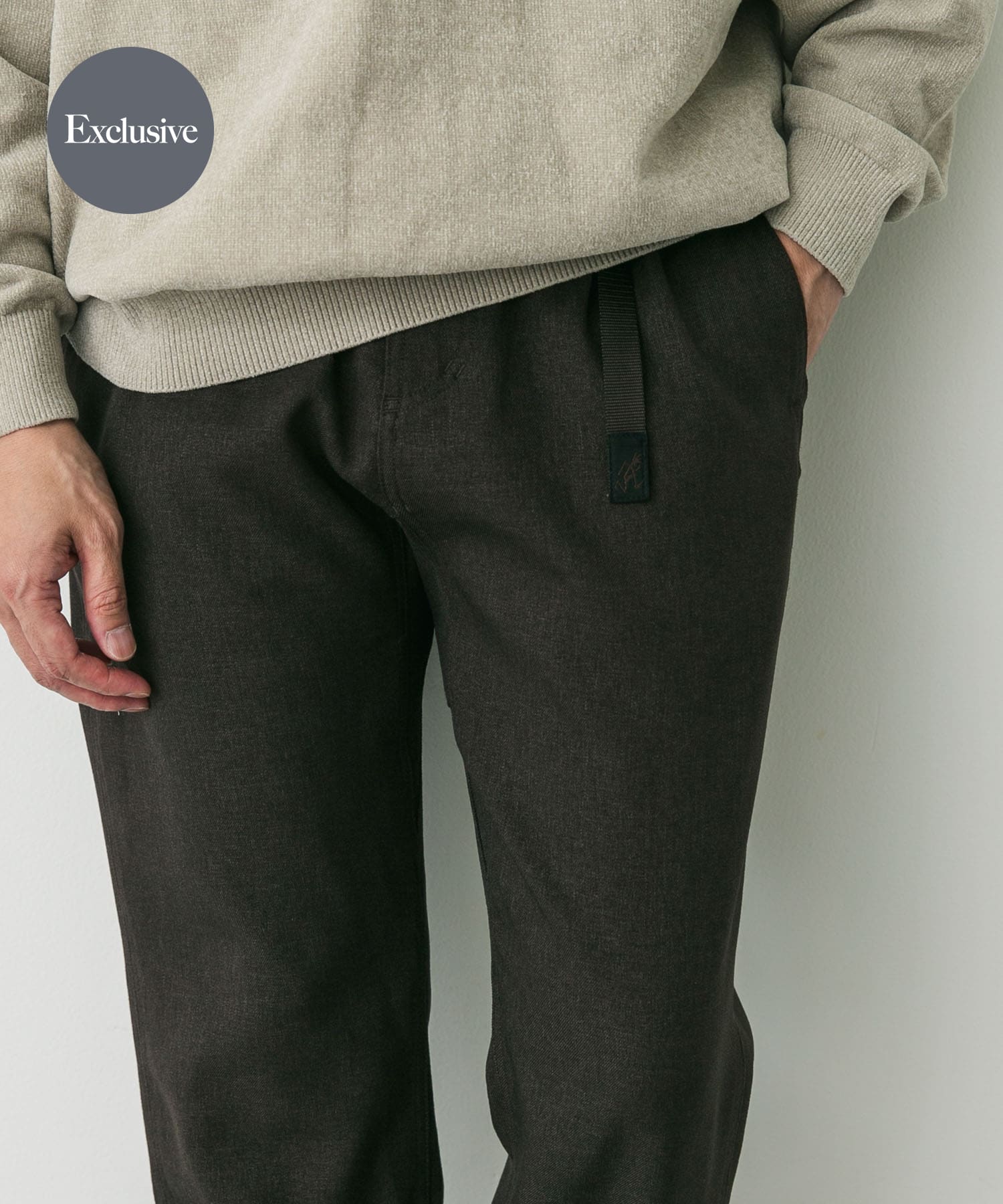 『別注』GRAMICCI　LANATECウールライクトラウザー DARK BROWN S
