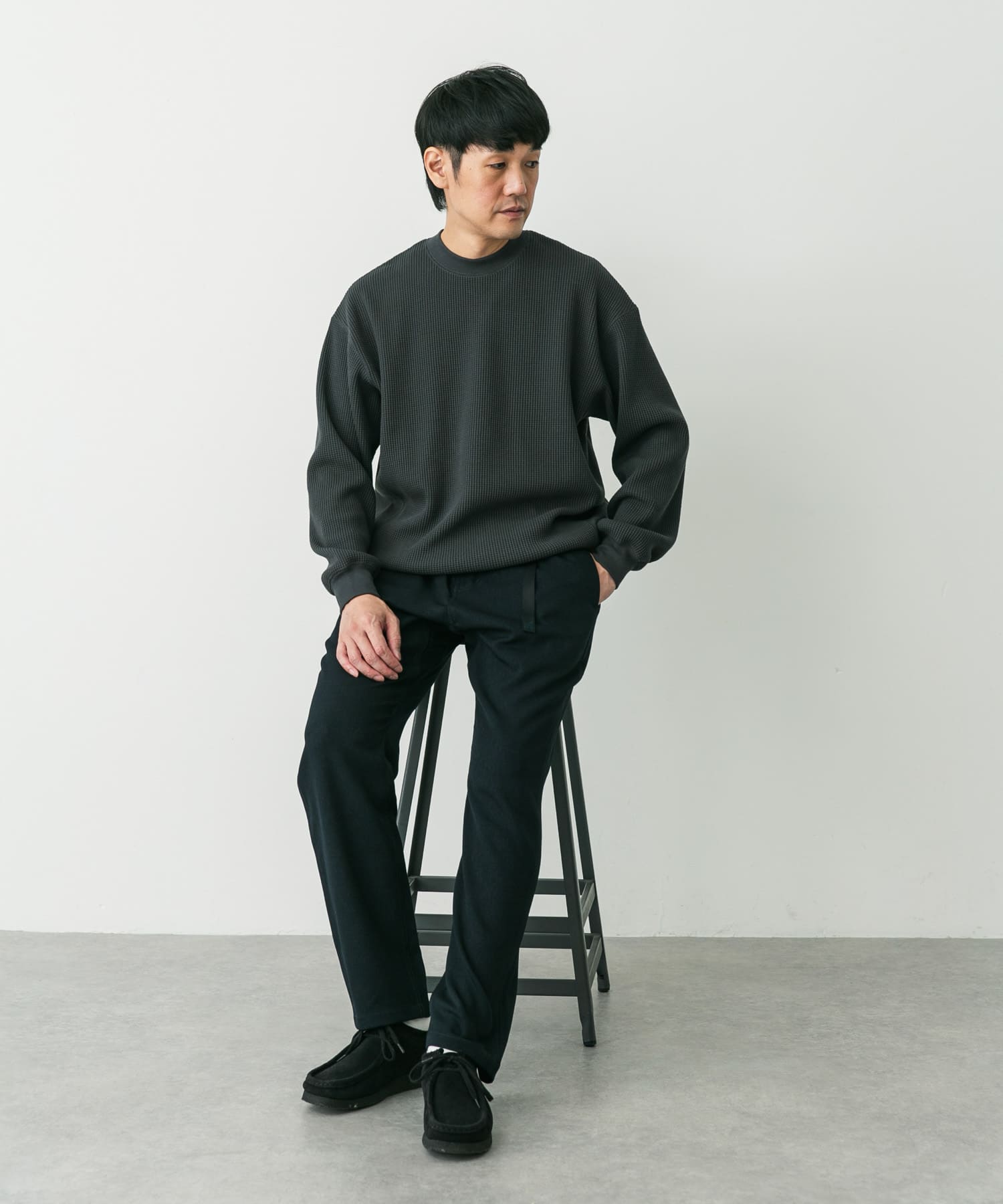 『別注』GRAMICCI　LANATECウールライクトラウザー NAVY S