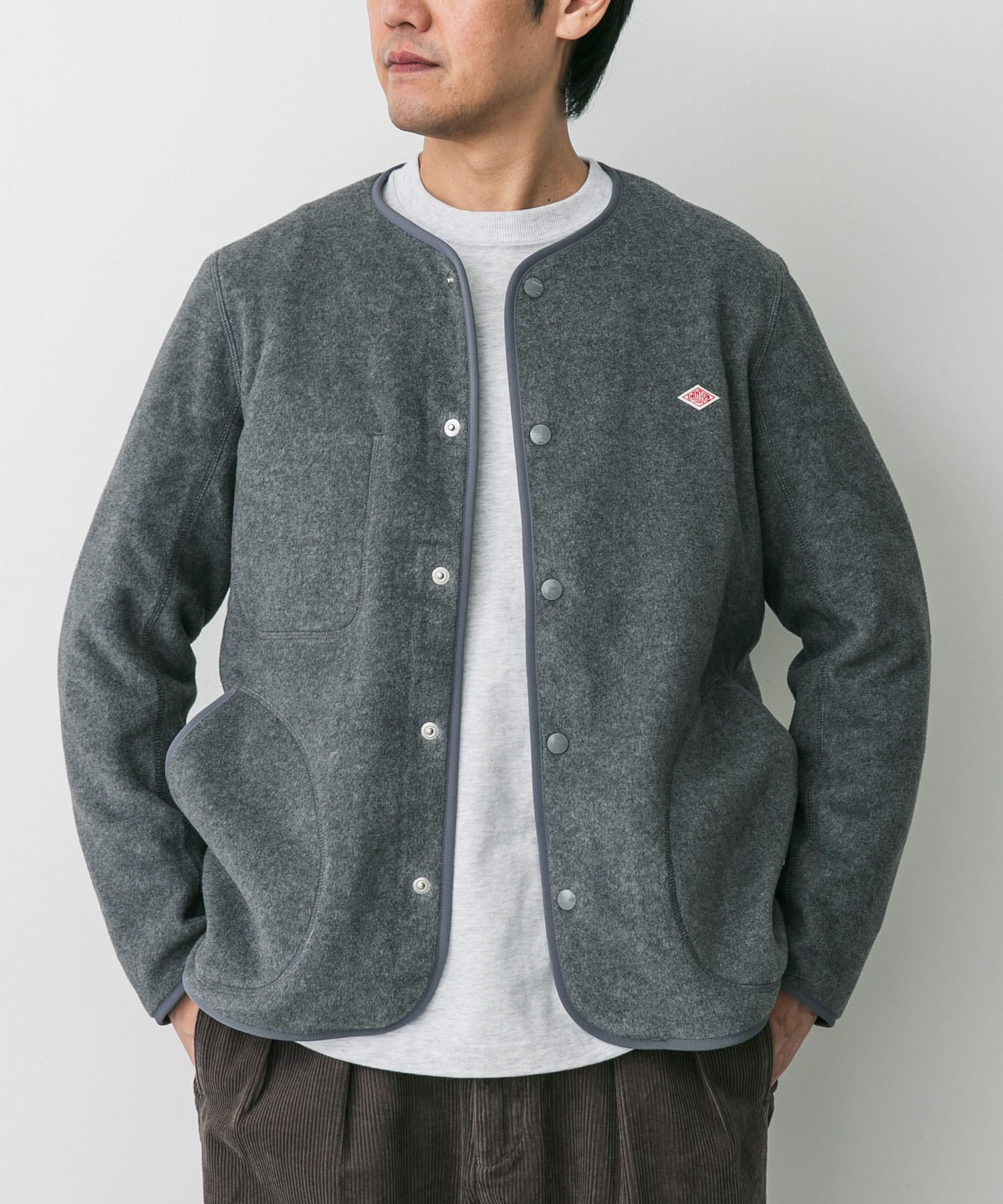 DANTON　FLEECE COLLARLESS JACKET