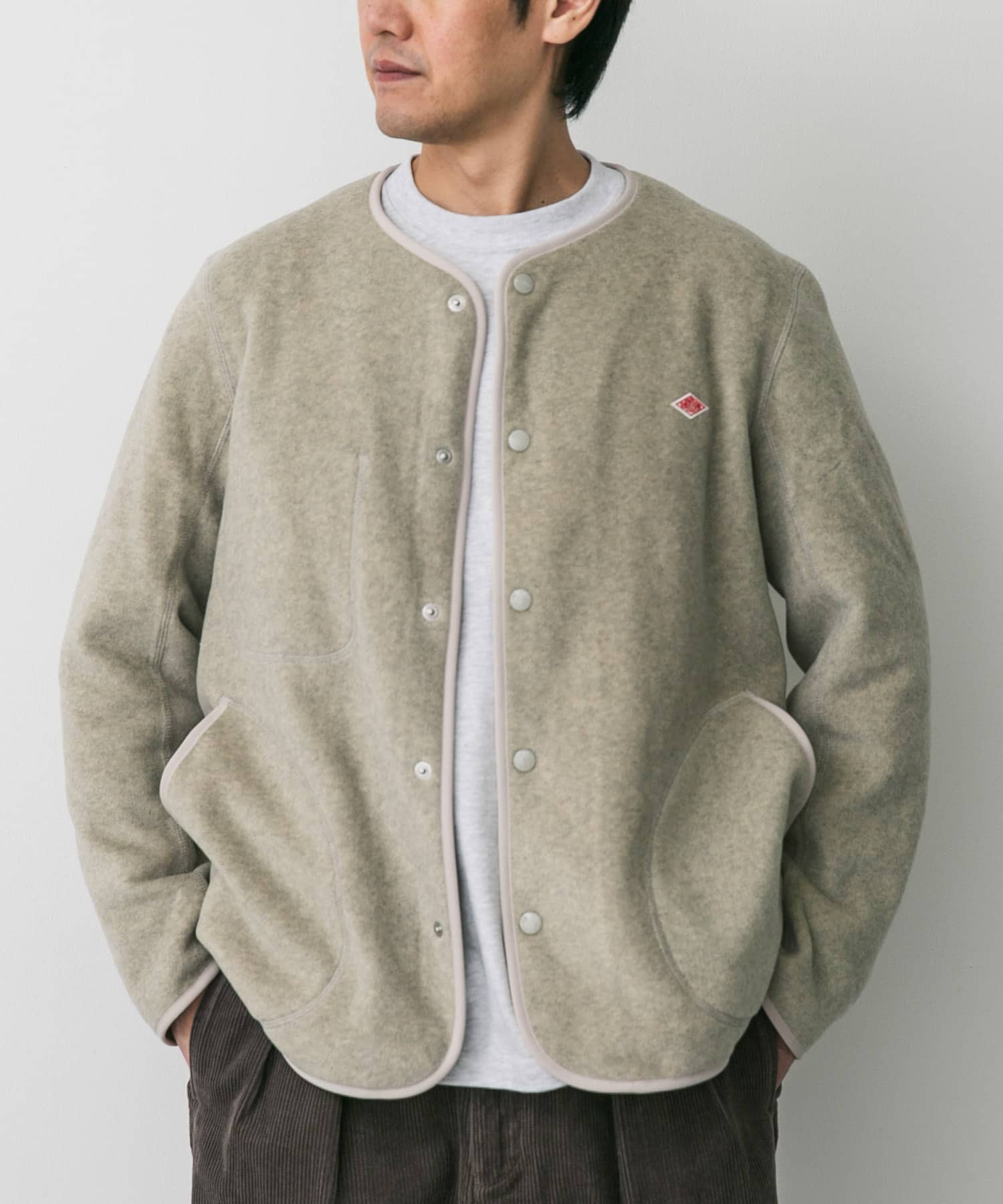 DANTON　FLEECE COLLARLESS JACKET
