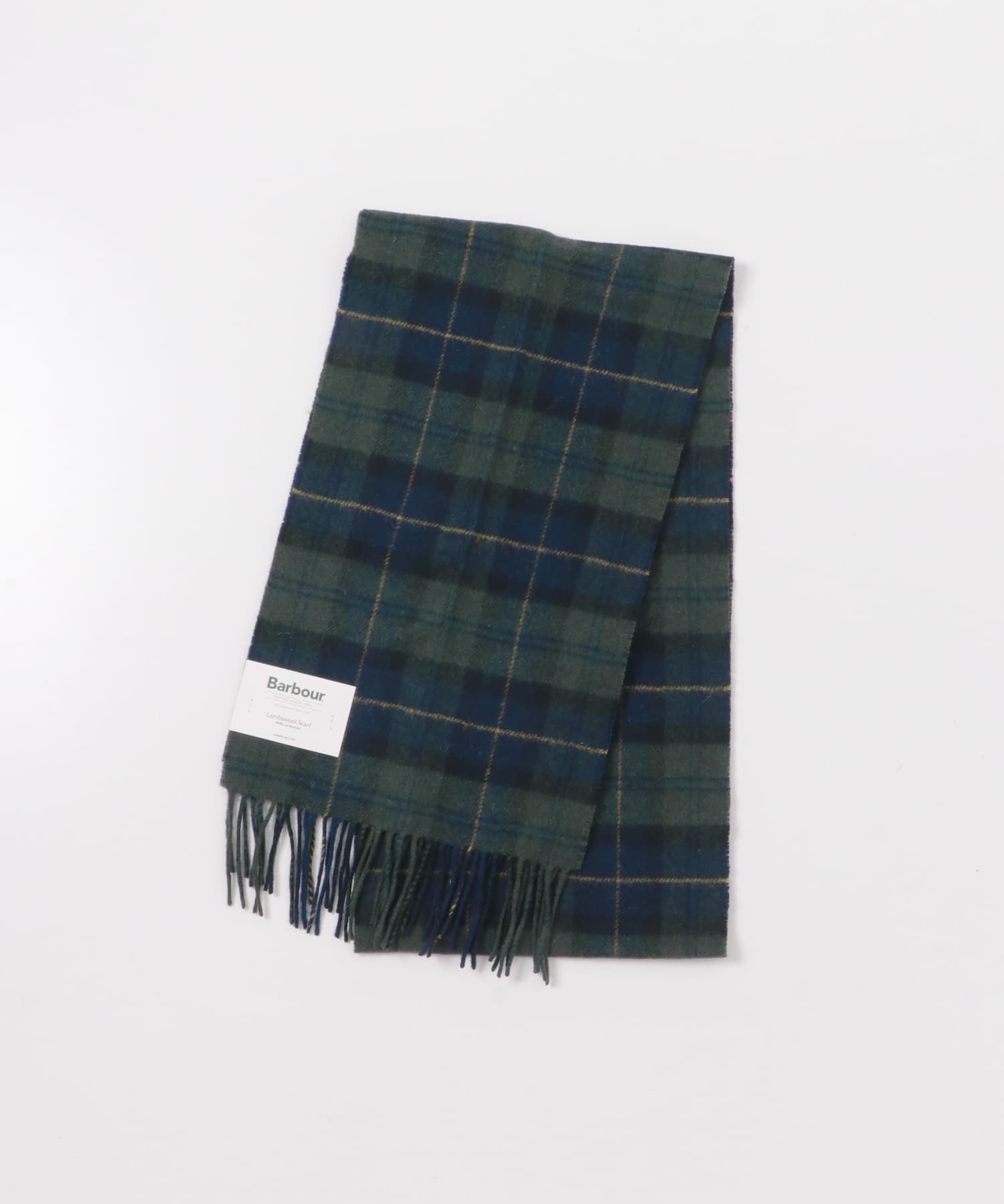 Barbour　TARTAN LAMBSWOOL SCARF OLIVENIGHT One
