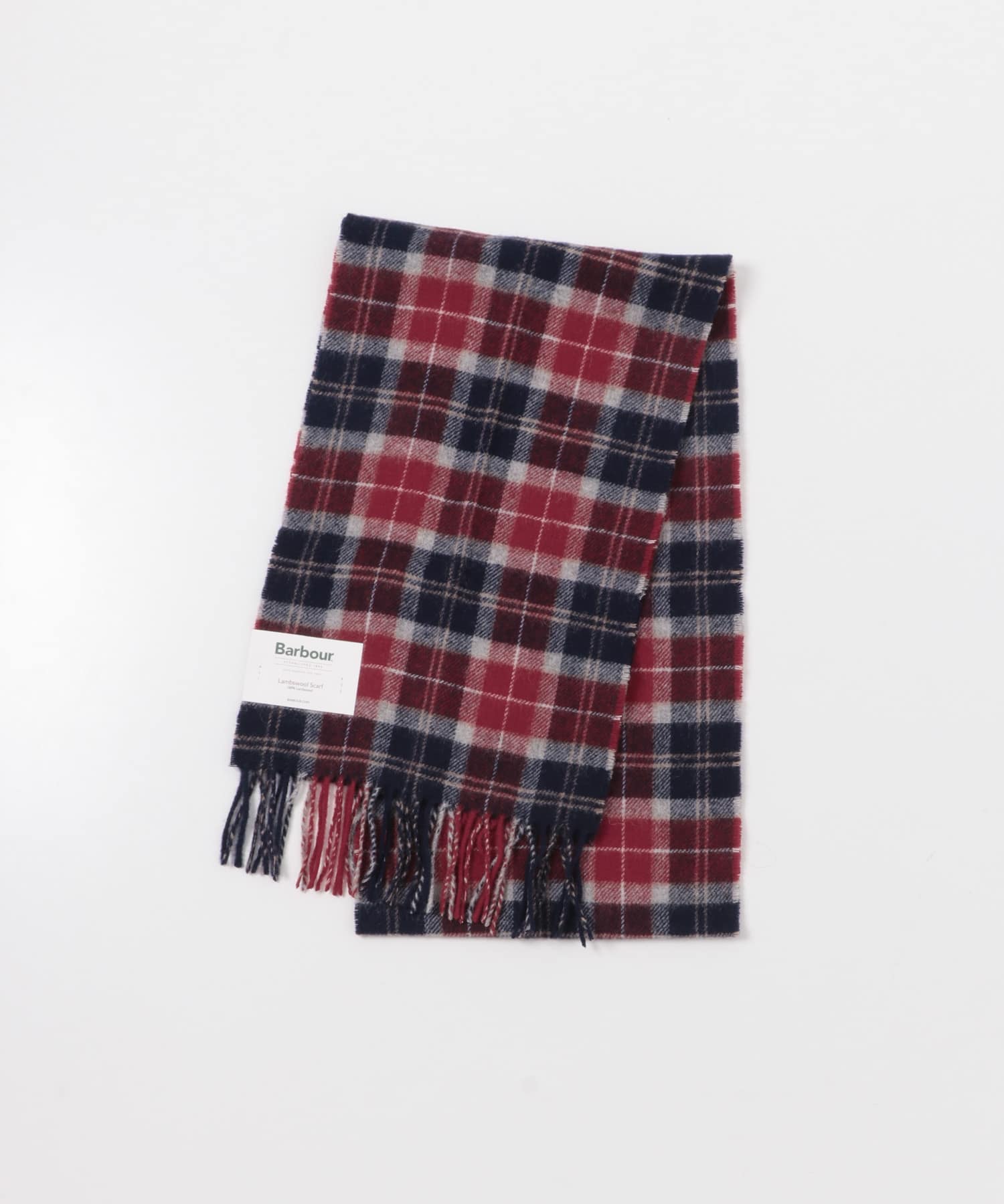Barbour　TARTAN LAMBSWOOL SCARF CRANBERRY One