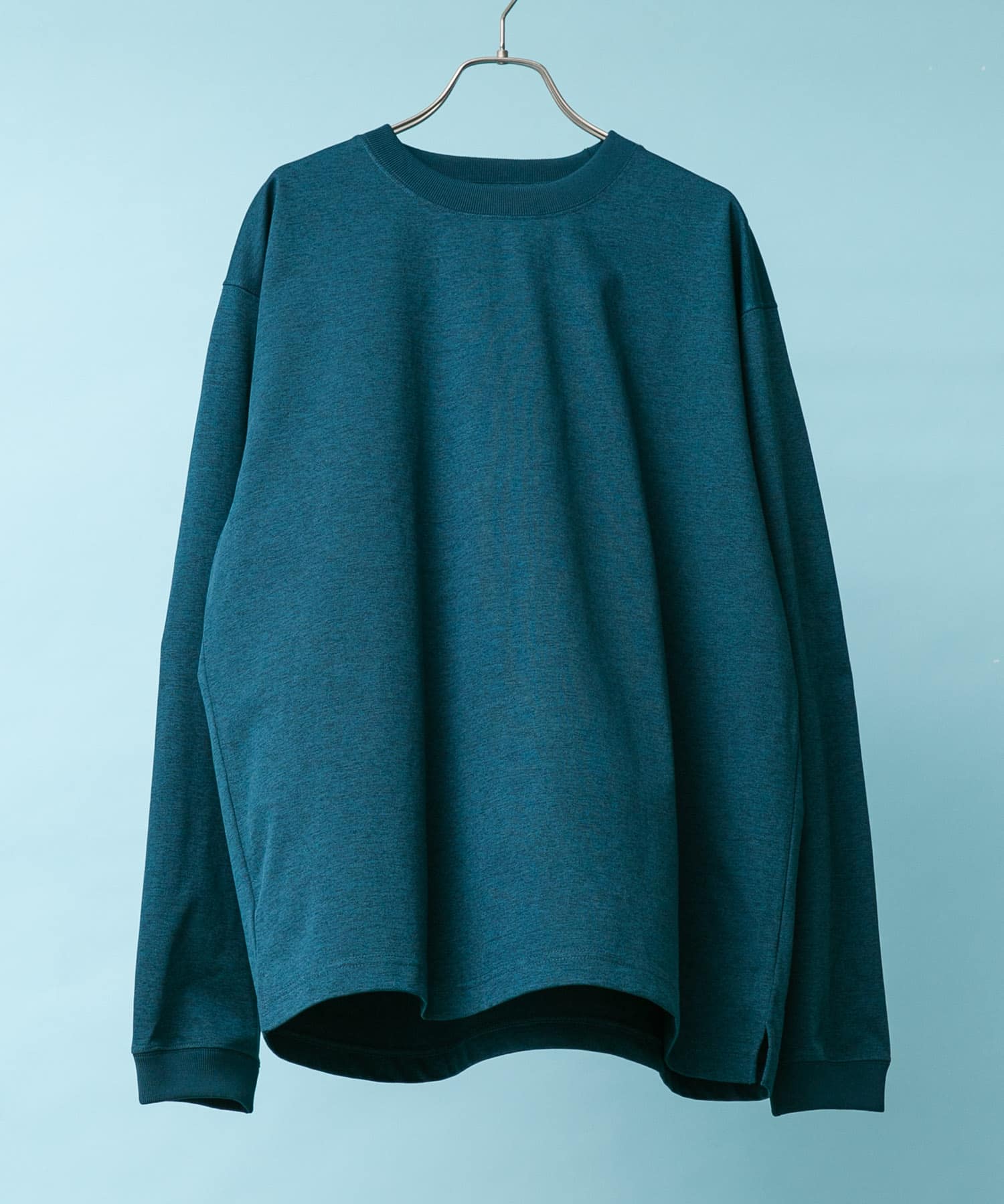 『吸水速乾/接触冷感/イージーケア』クイックドライ ロングスリーブTシャツ BLUE GREEN M