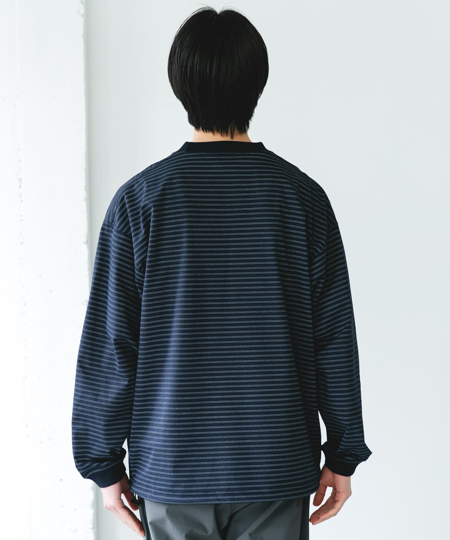 『吸水速乾/接触冷感/イージーケア』クイックドライ ドロストロングスリーブTシャツ NVYxGRY M