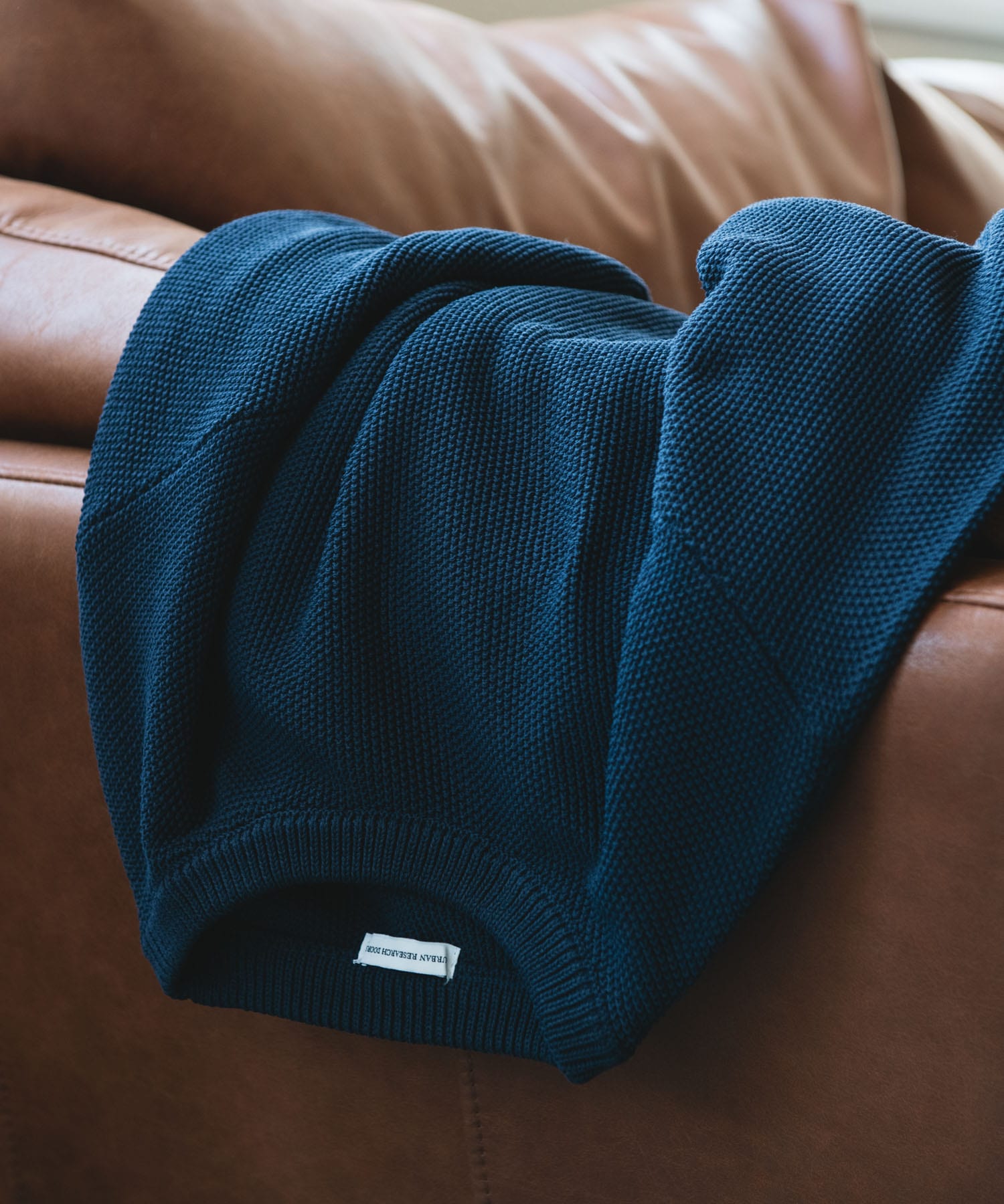 『吸水速乾/防シワ/イージーケア/UVカット』DRYMIX カノコロングスリーブクルーネックニット NAVY M