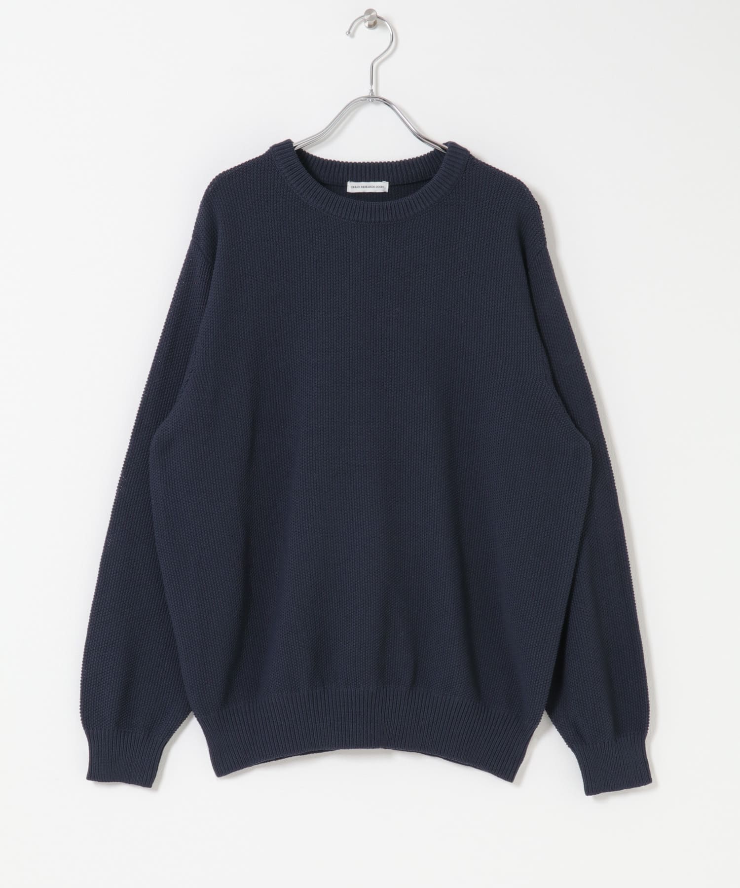 DRY MIX カノコ ロングスリーブクルーネックニット(L NAVY): トップス