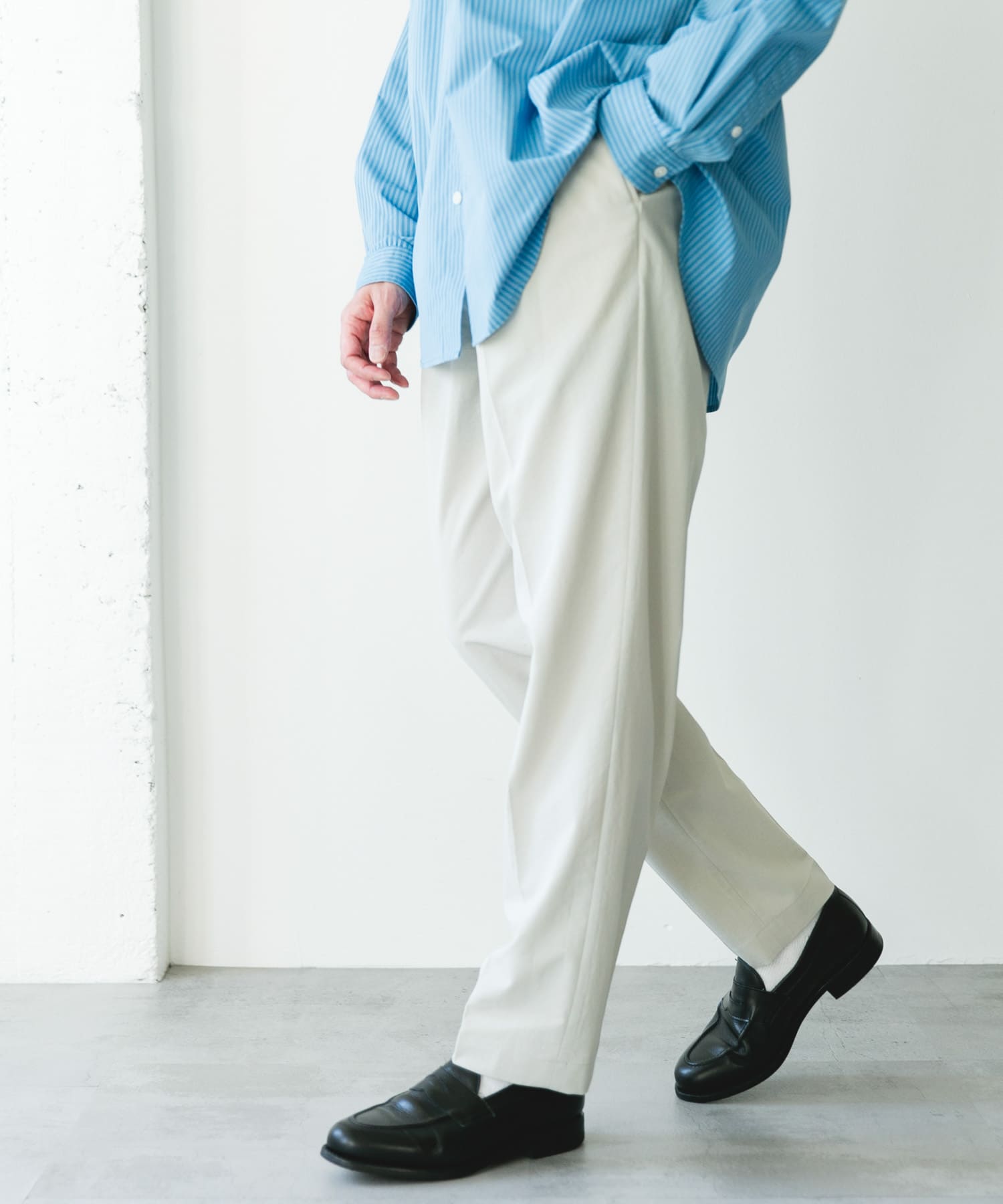 『イージーケア/速乾/UVカット』クイックドライ 2タック ワイドトラウザー