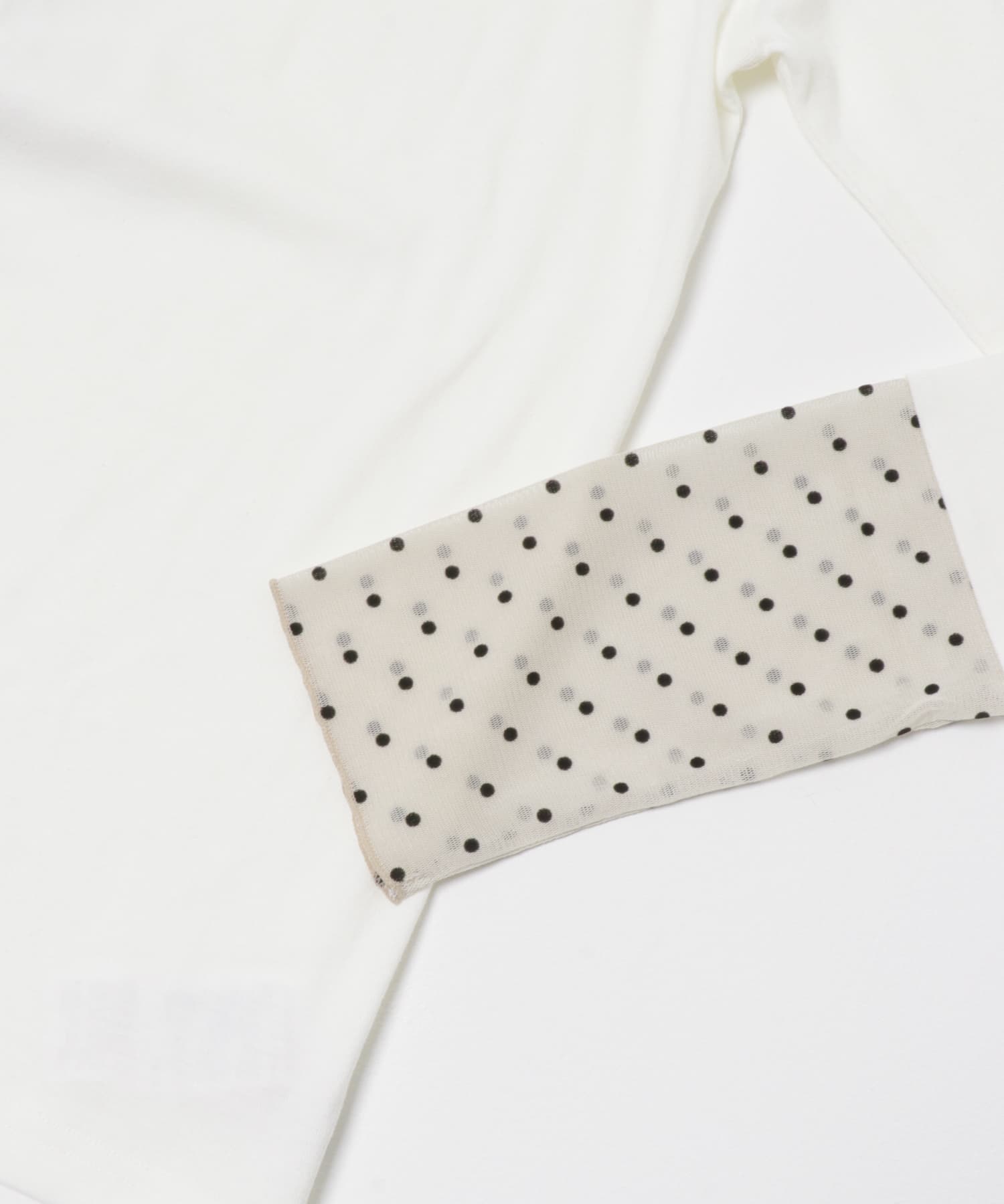 袖ドット柄切替ロングスリーブTシャツ OFF Free