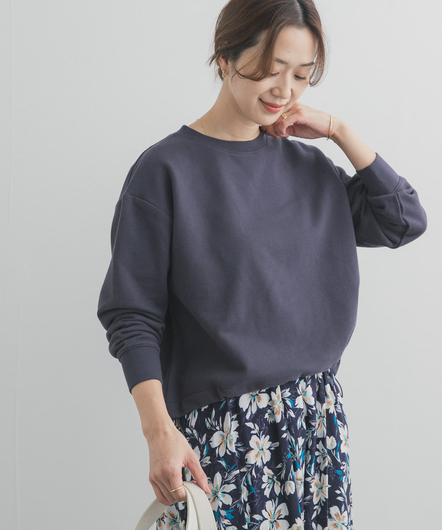 コットンスウェットヘムドロストプルオーバー