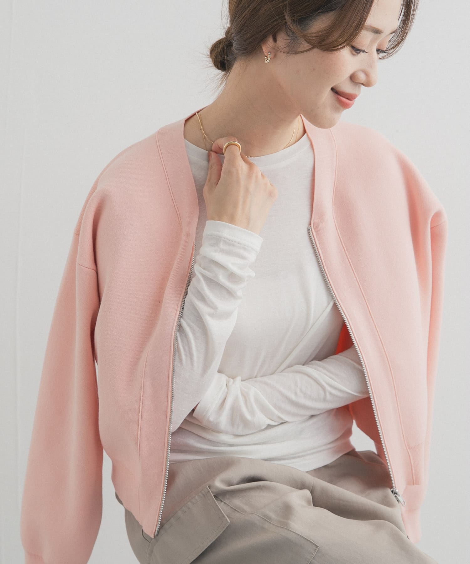 リネン混シアーロングスリーブTシャツ