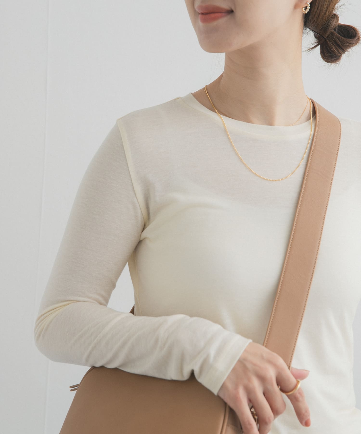 リネン混シアーロングスリーブTシャツ