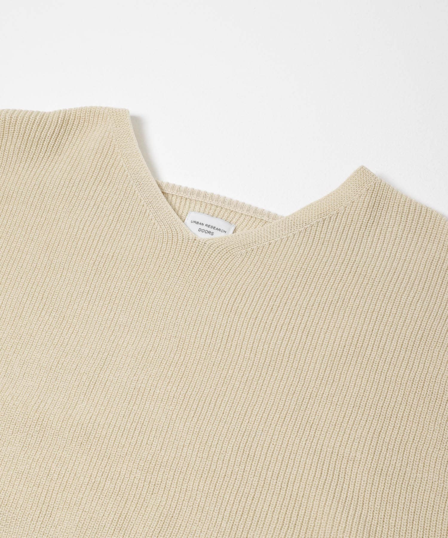 コットン畦Vネックニット IVORY Free