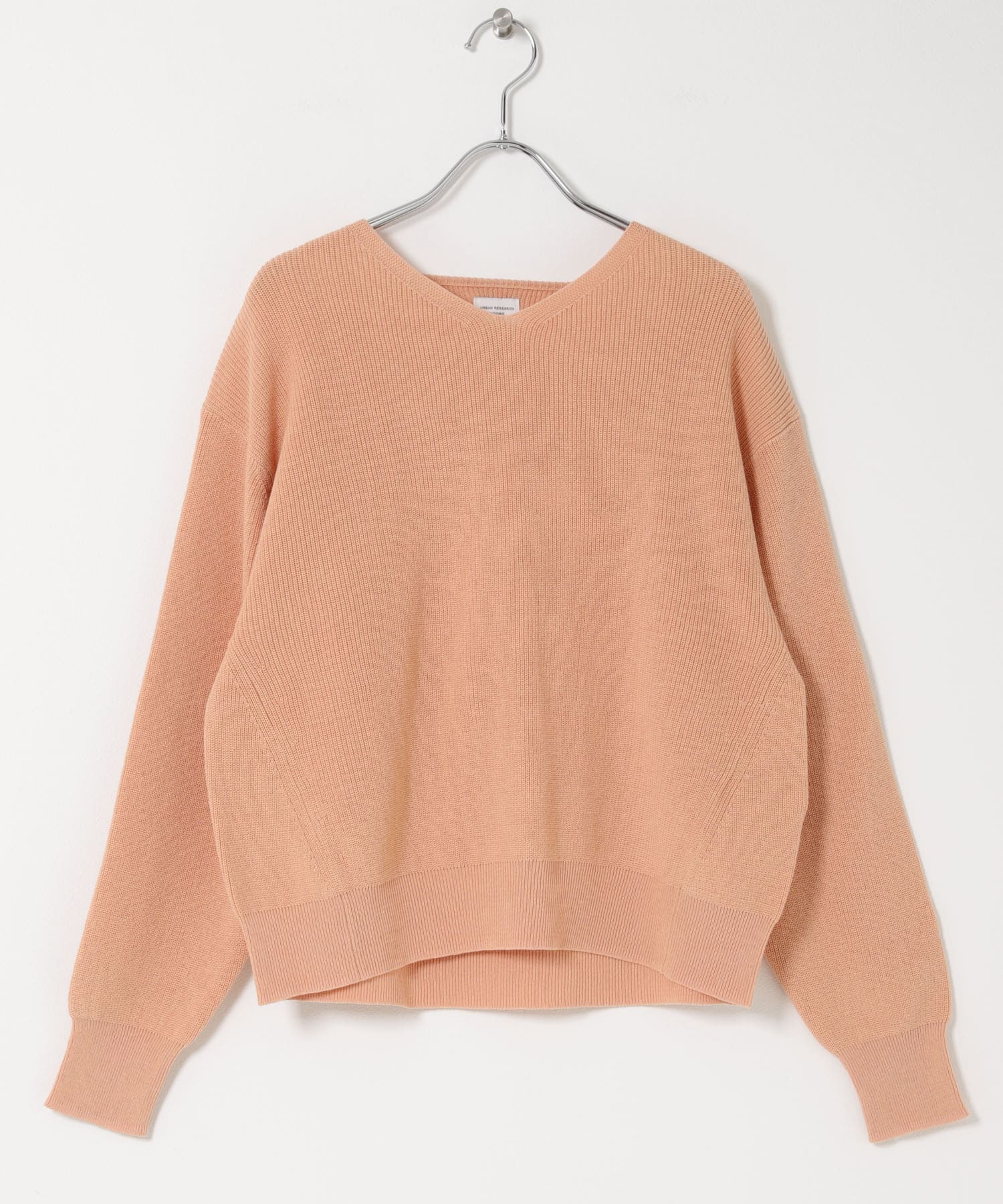 コットン畦Vネックニット PEACH Free