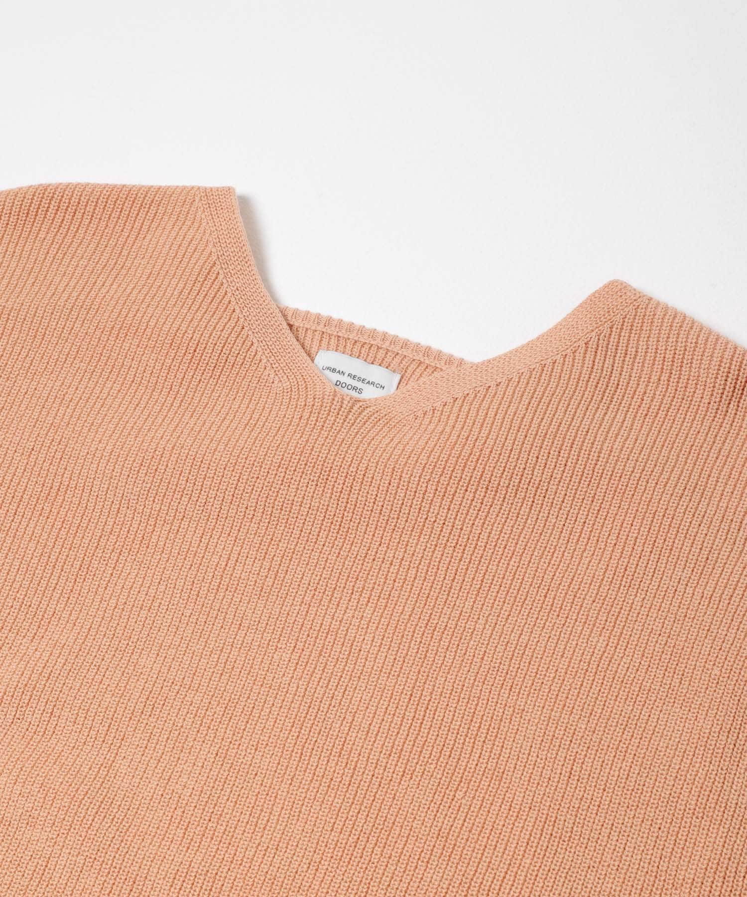 コットン畦Vネックニット PEACH Free