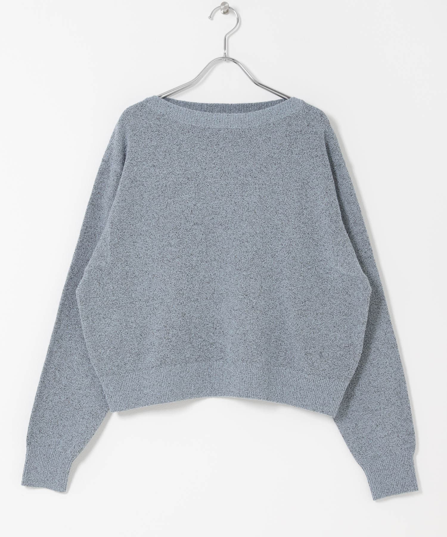 メランジブークレショートKNIT BLUE Free