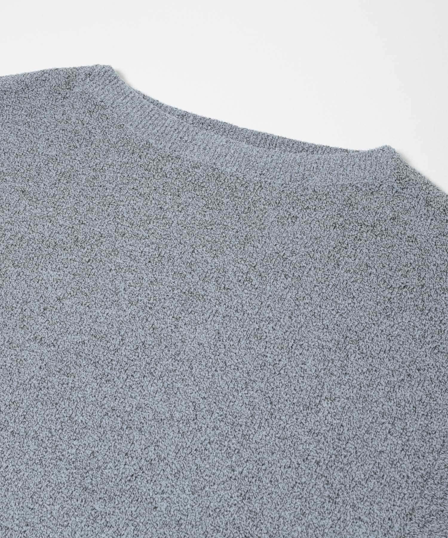 メランジブークレショートKNIT BLUE Free