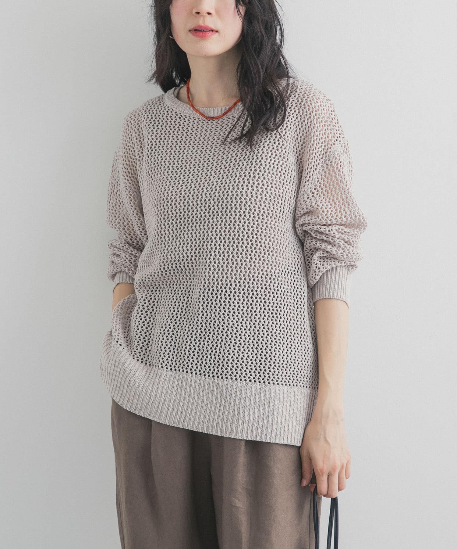 メッシュニットプルオーバー