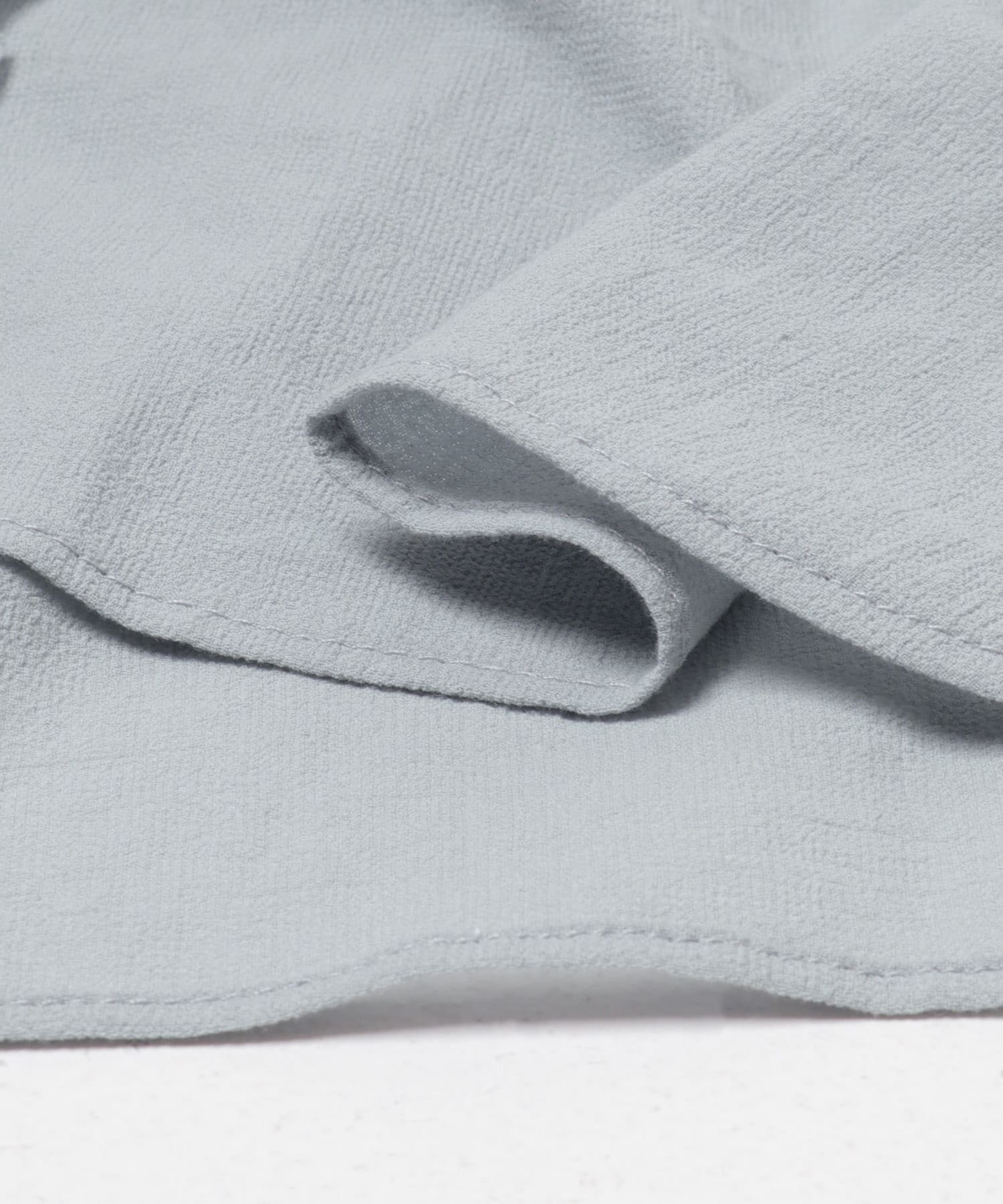 フロントフリルスタンドカラーブラウス SAX Free