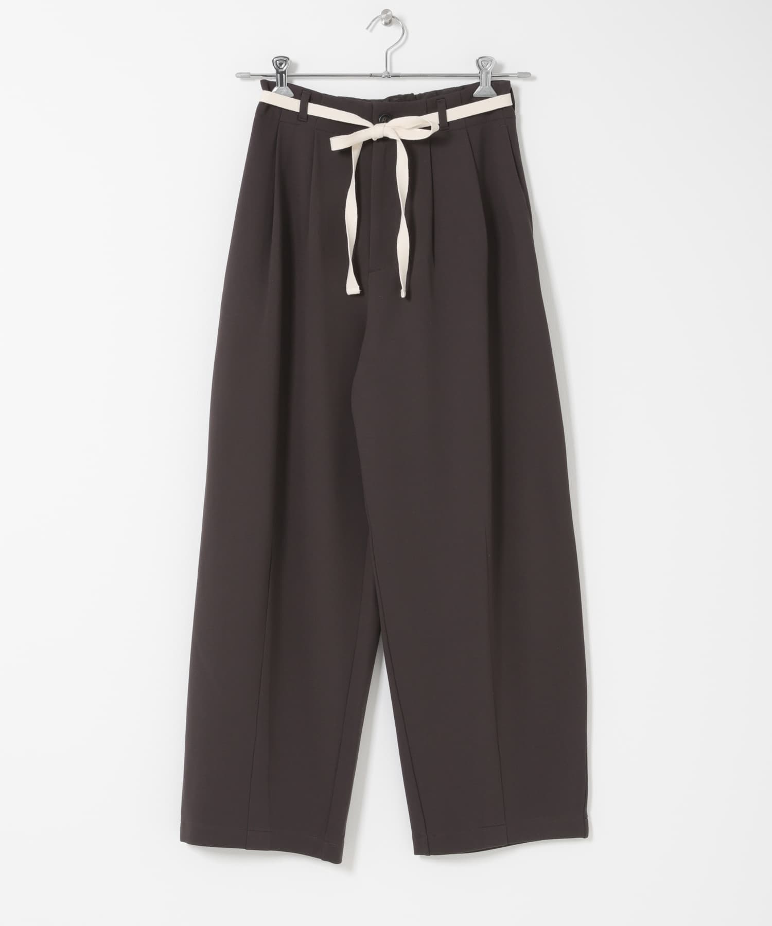 ウエストリボンカットカーブパンツ BROWN S