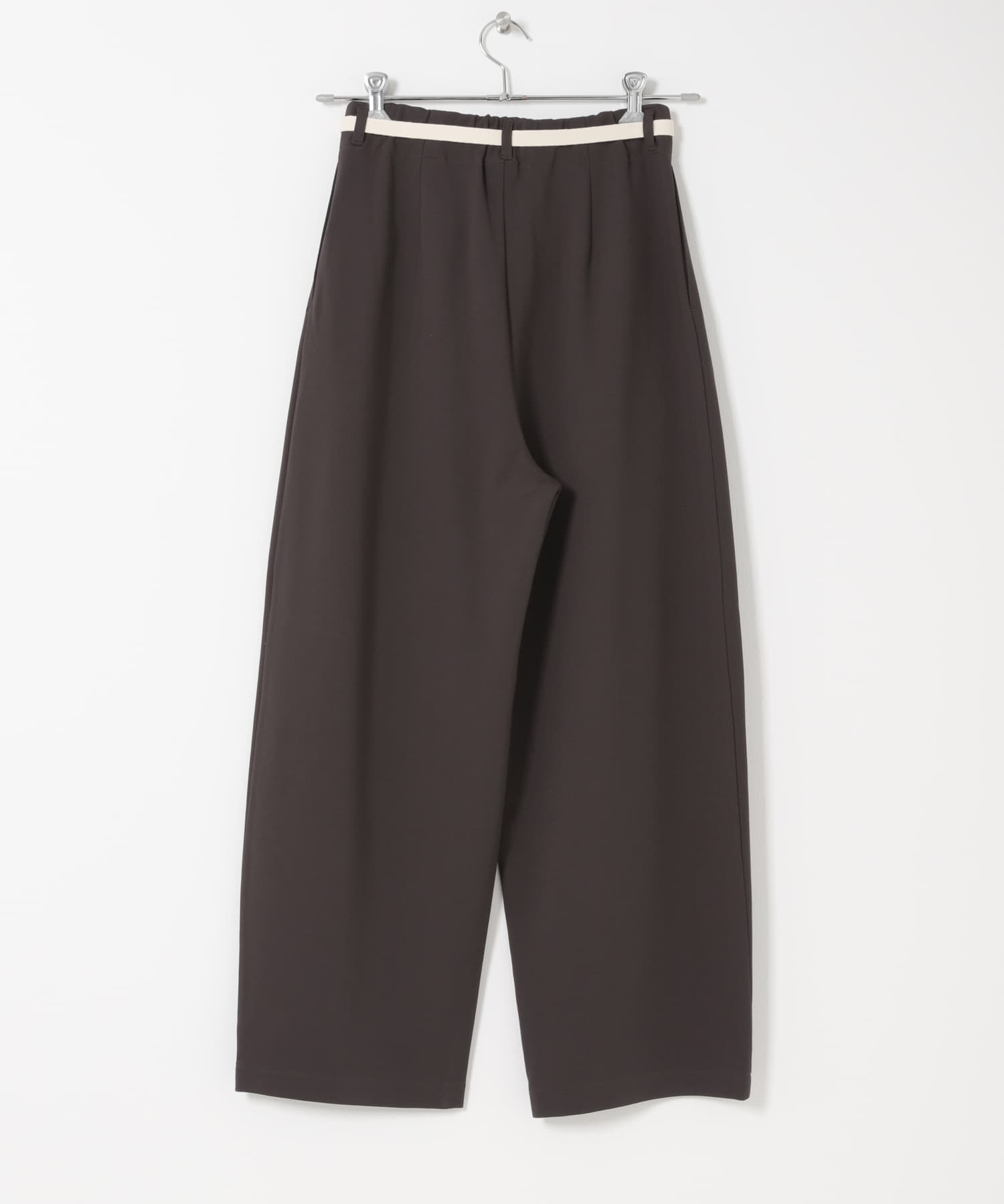 ウエストリボンカットカーブパンツ BROWN S