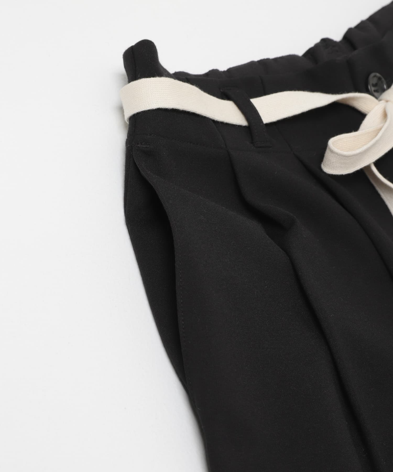 ウエストリボンカットカーブパンツ BLACK S
