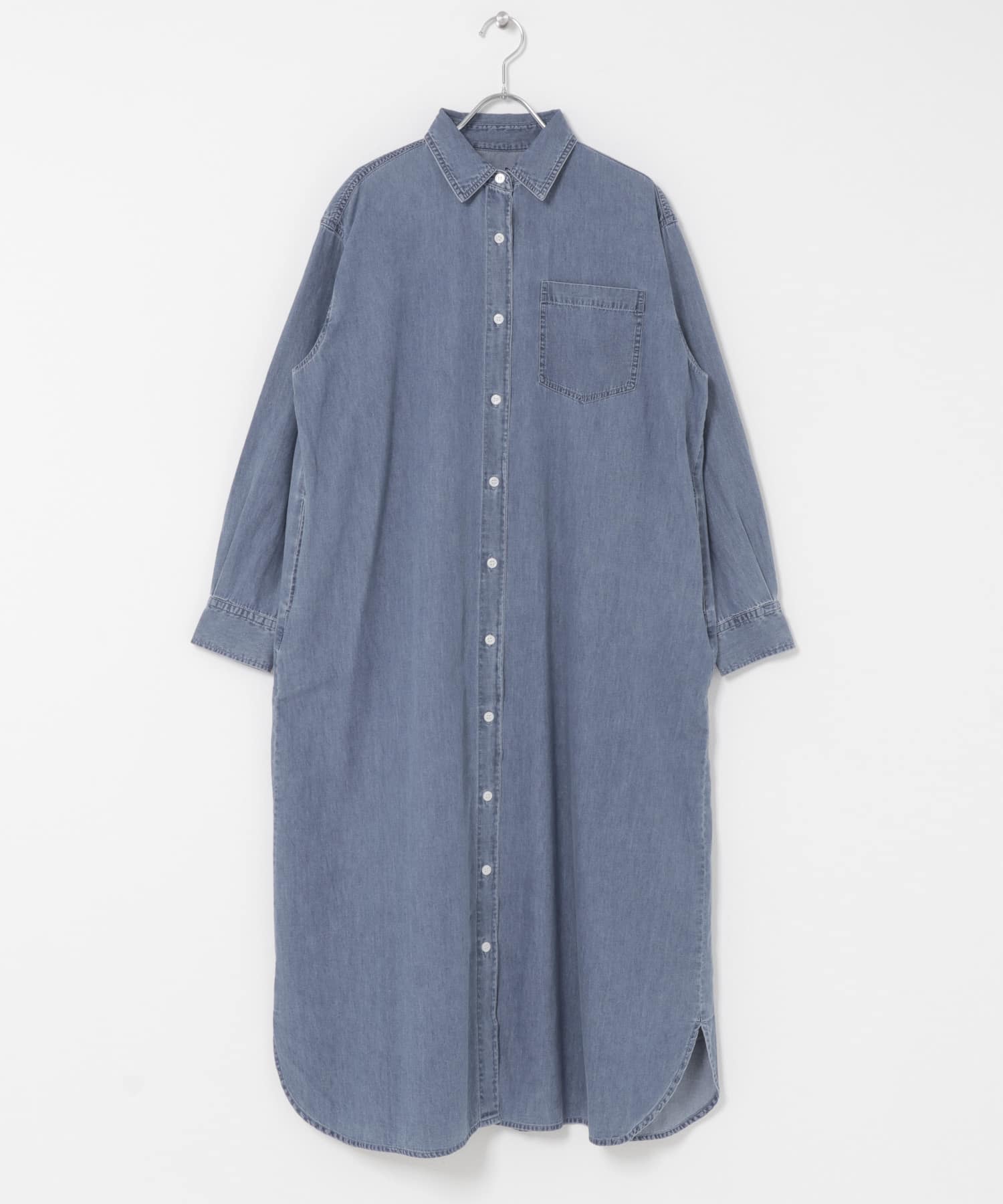 ライトコットンデニムシャツワンピース L.INDIGO Free
