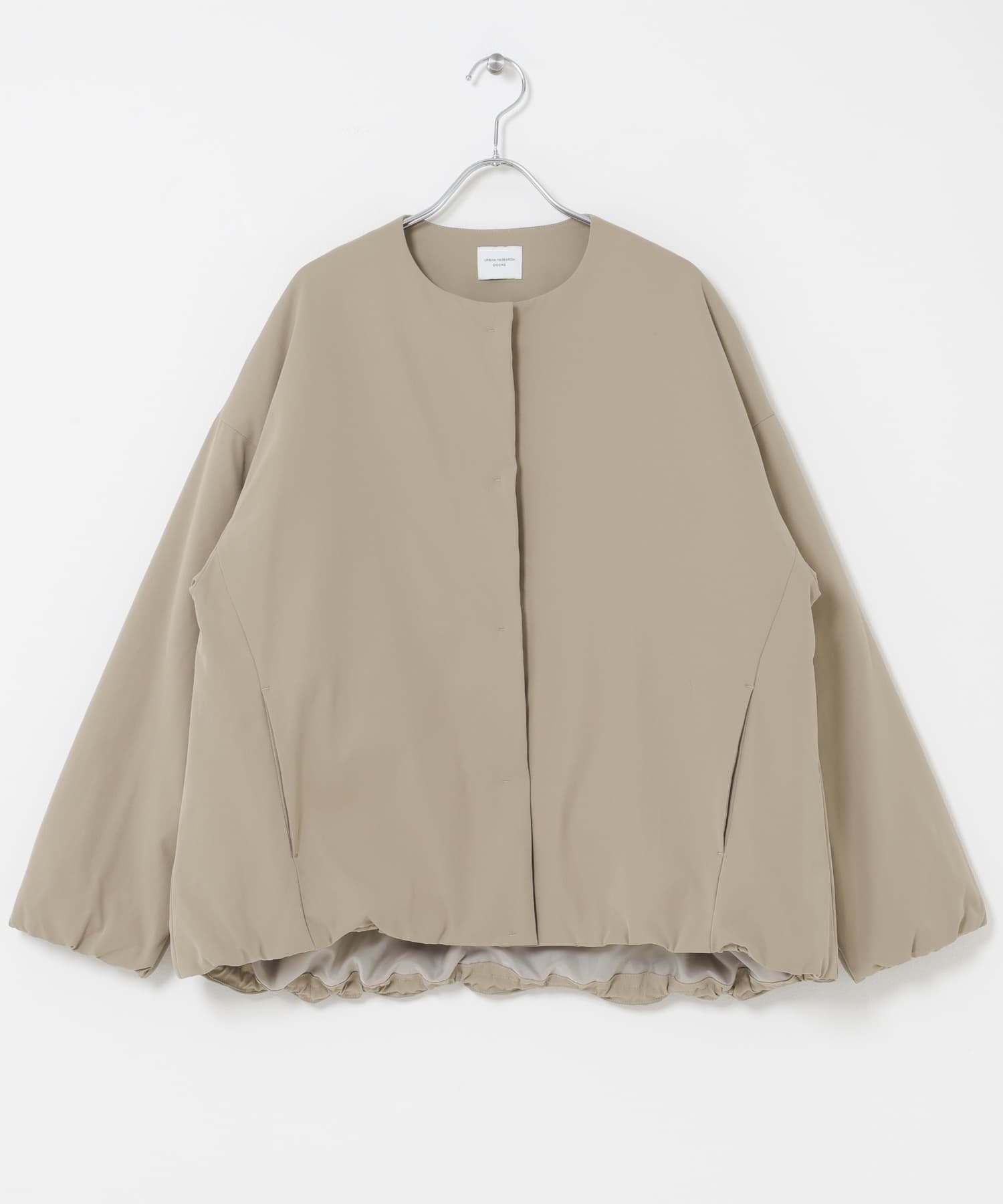 撥水中綿ノーカラーコート BEIGE Free
