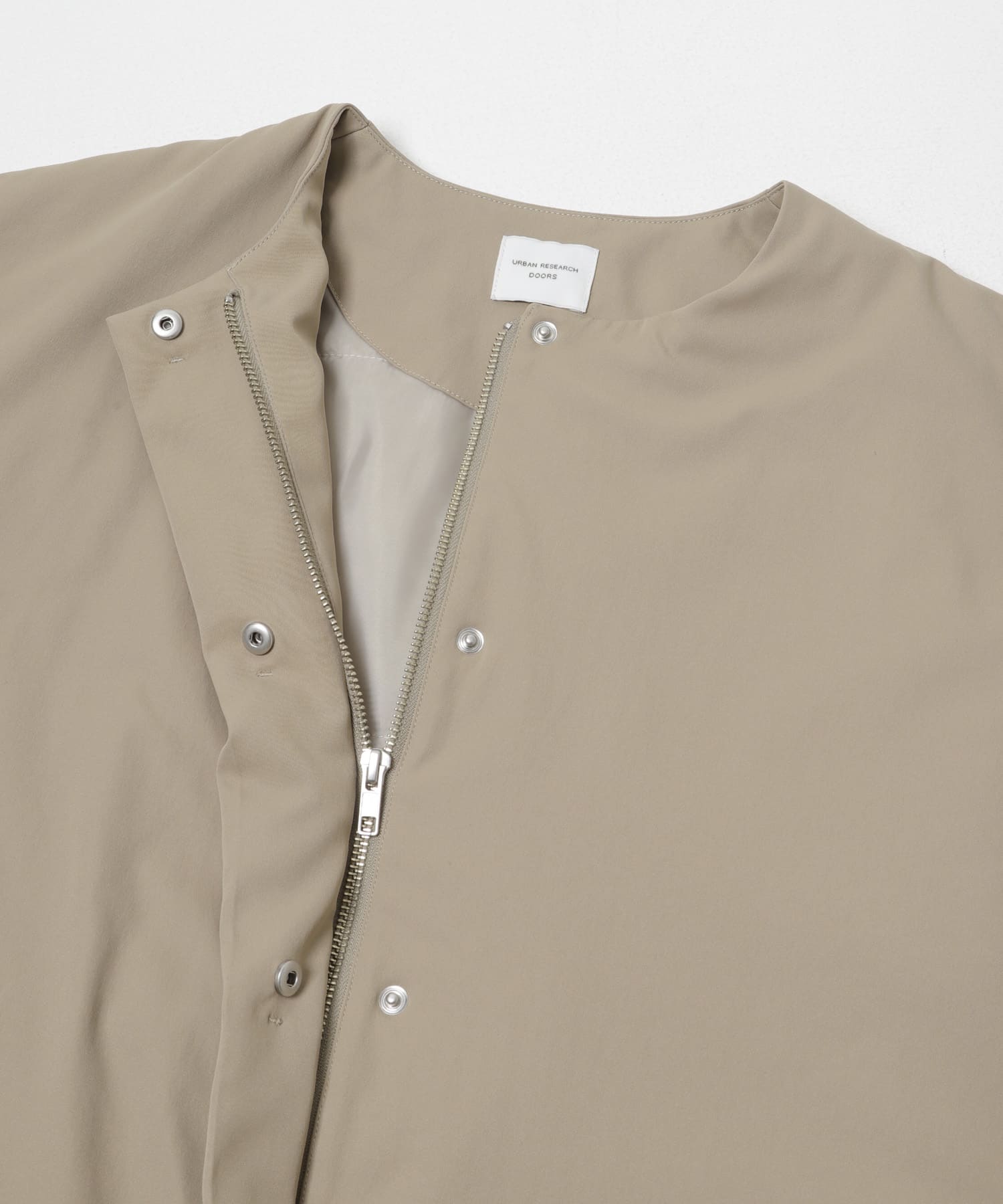 撥水中綿ノーカラーコート BEIGE Free