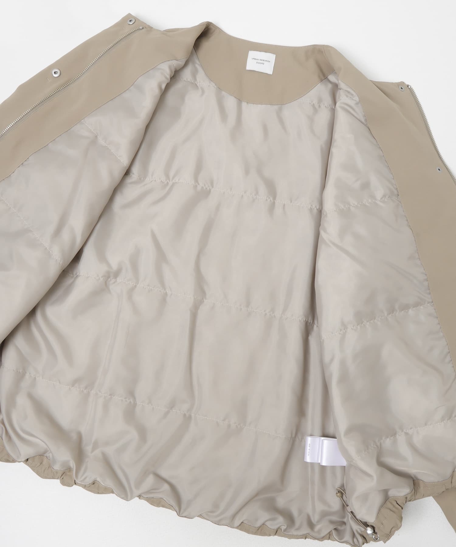 撥水中綿ノーカラーコート BEIGE Free