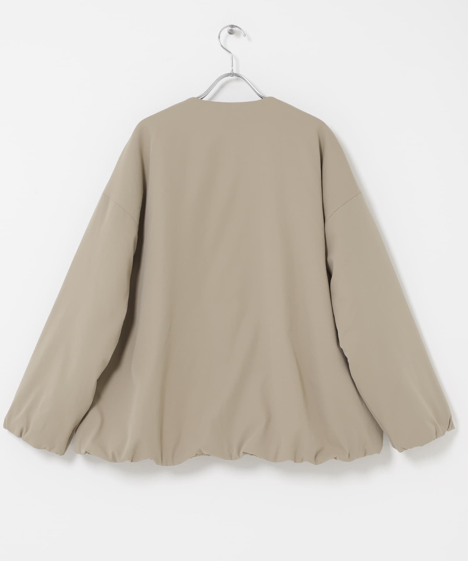 撥水中綿ノーカラーコート BEIGE Free