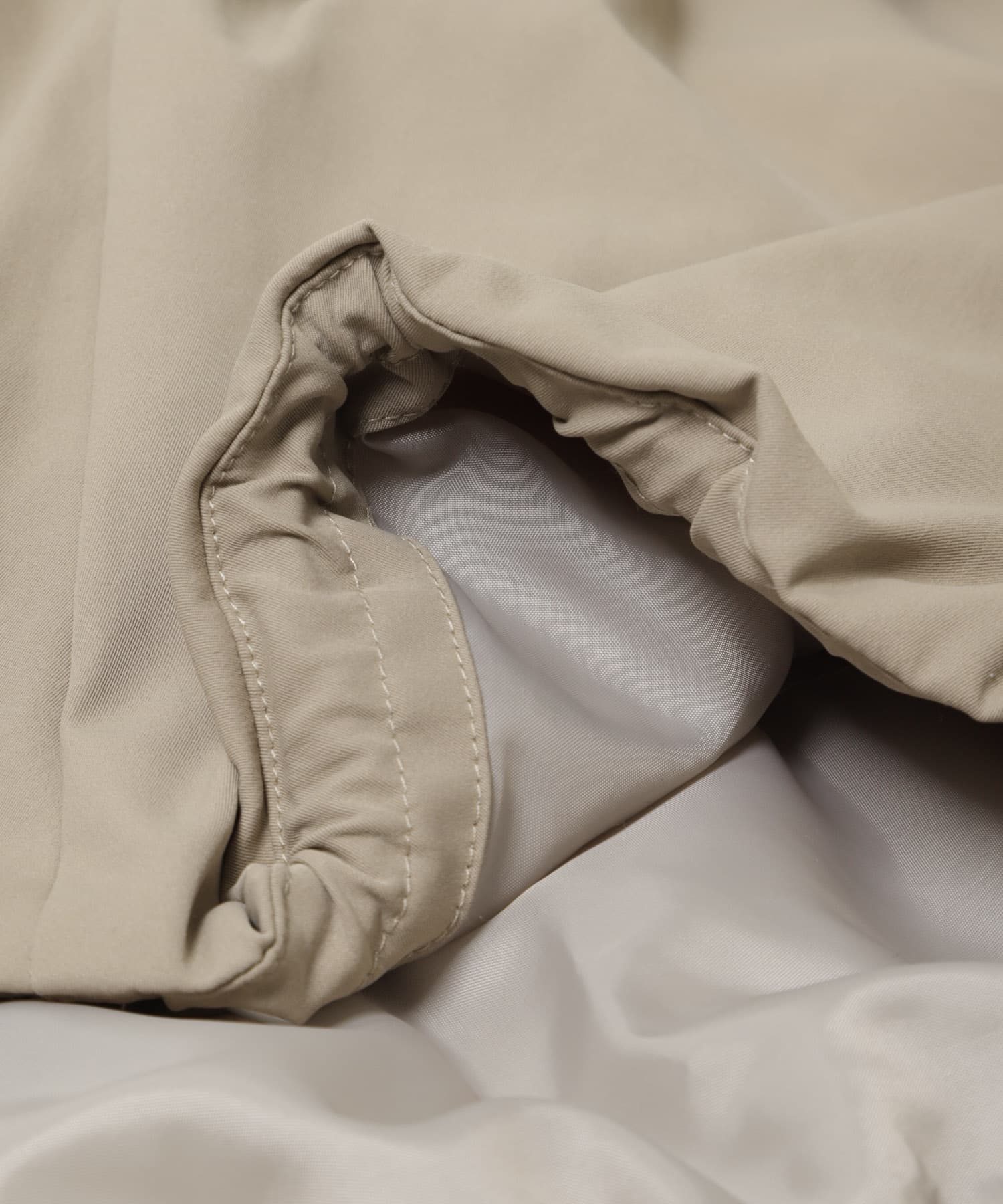 撥水中綿ノーカラーコート BEIGE Free