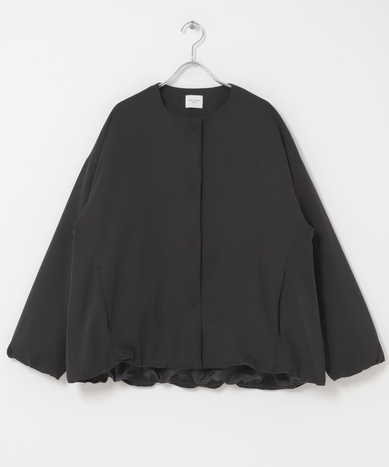 撥水中綿ノーカラーコート BLACK Free