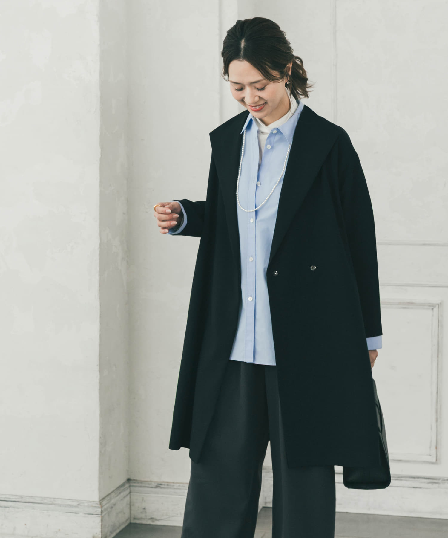 WEB限定』ダブルクロスガウンコート(Free NAVY): アウター｜URBAN