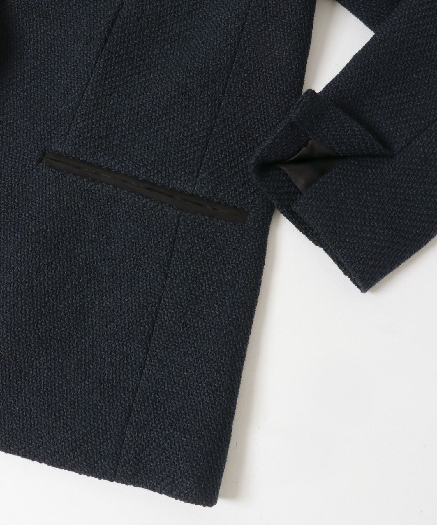 ツィードVネックロングジャケット NAVY Free