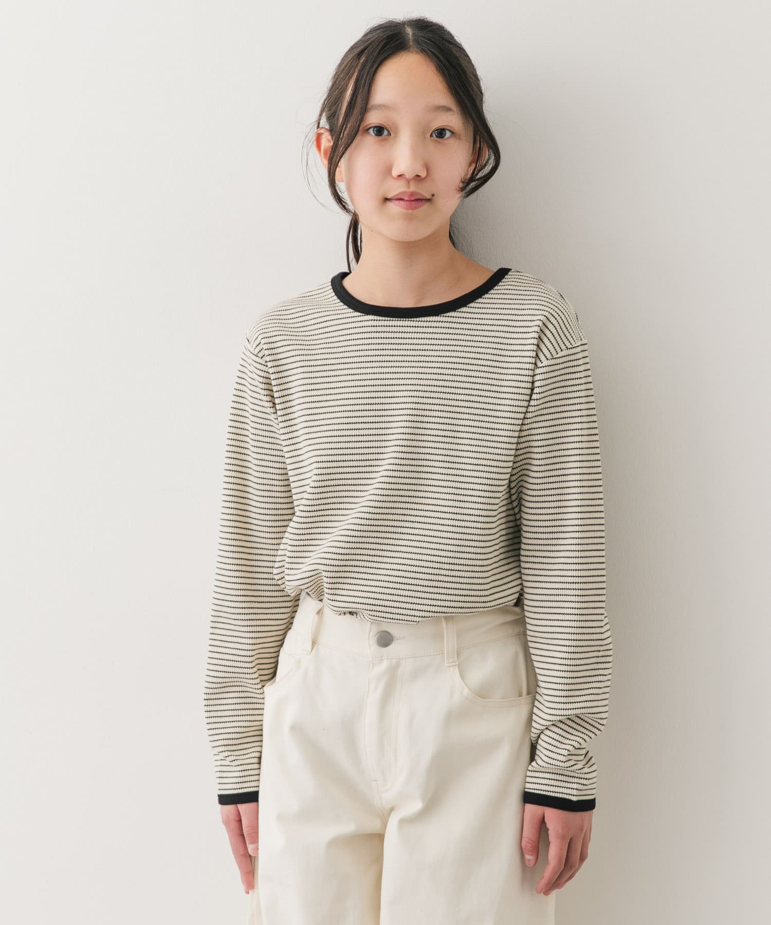 『150サイズ』ワッフルパイピングロングスリーブTシャツ(KIDS)