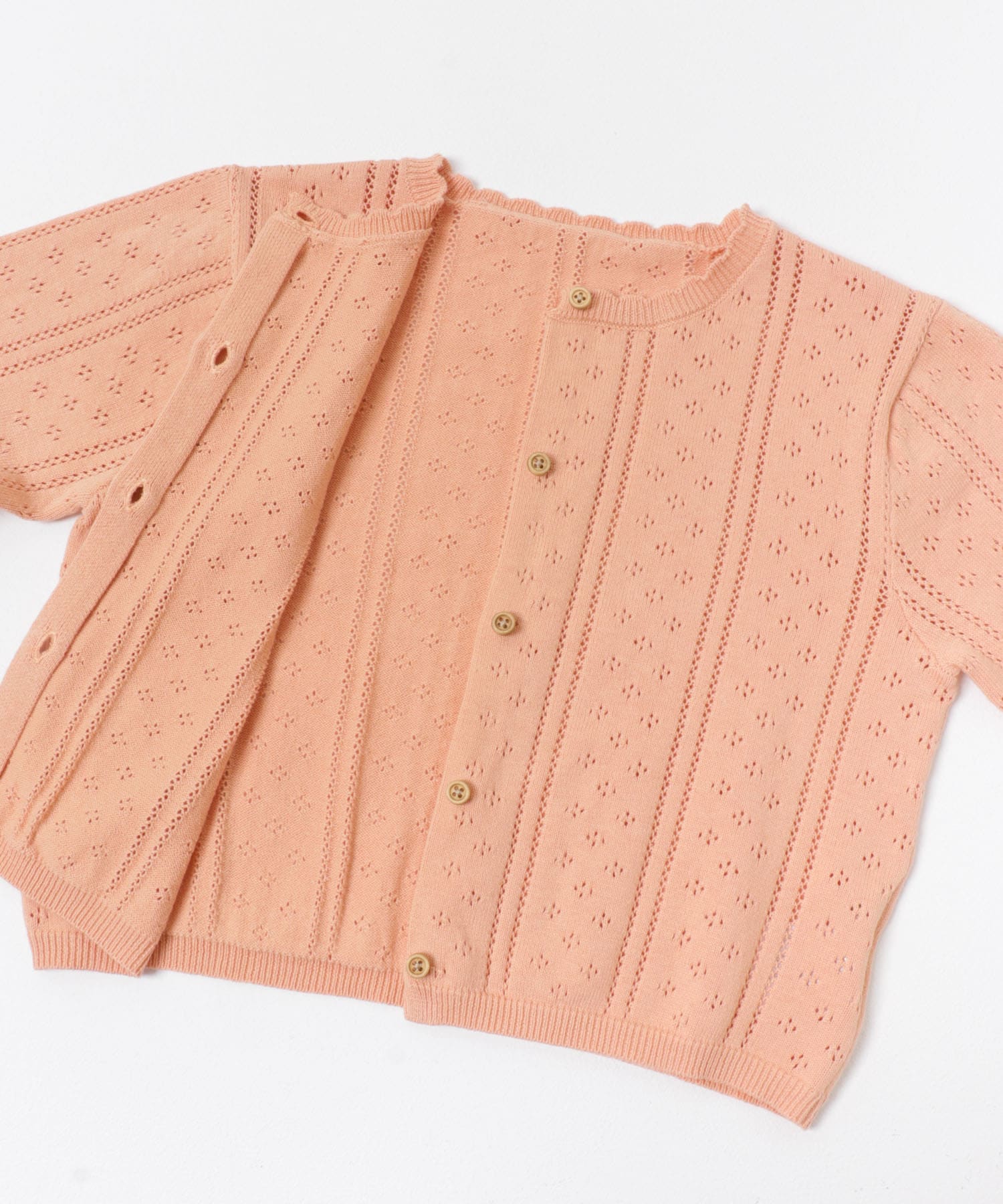 透かし編みカーディガン(KIDS) PEACH 120(115-125)