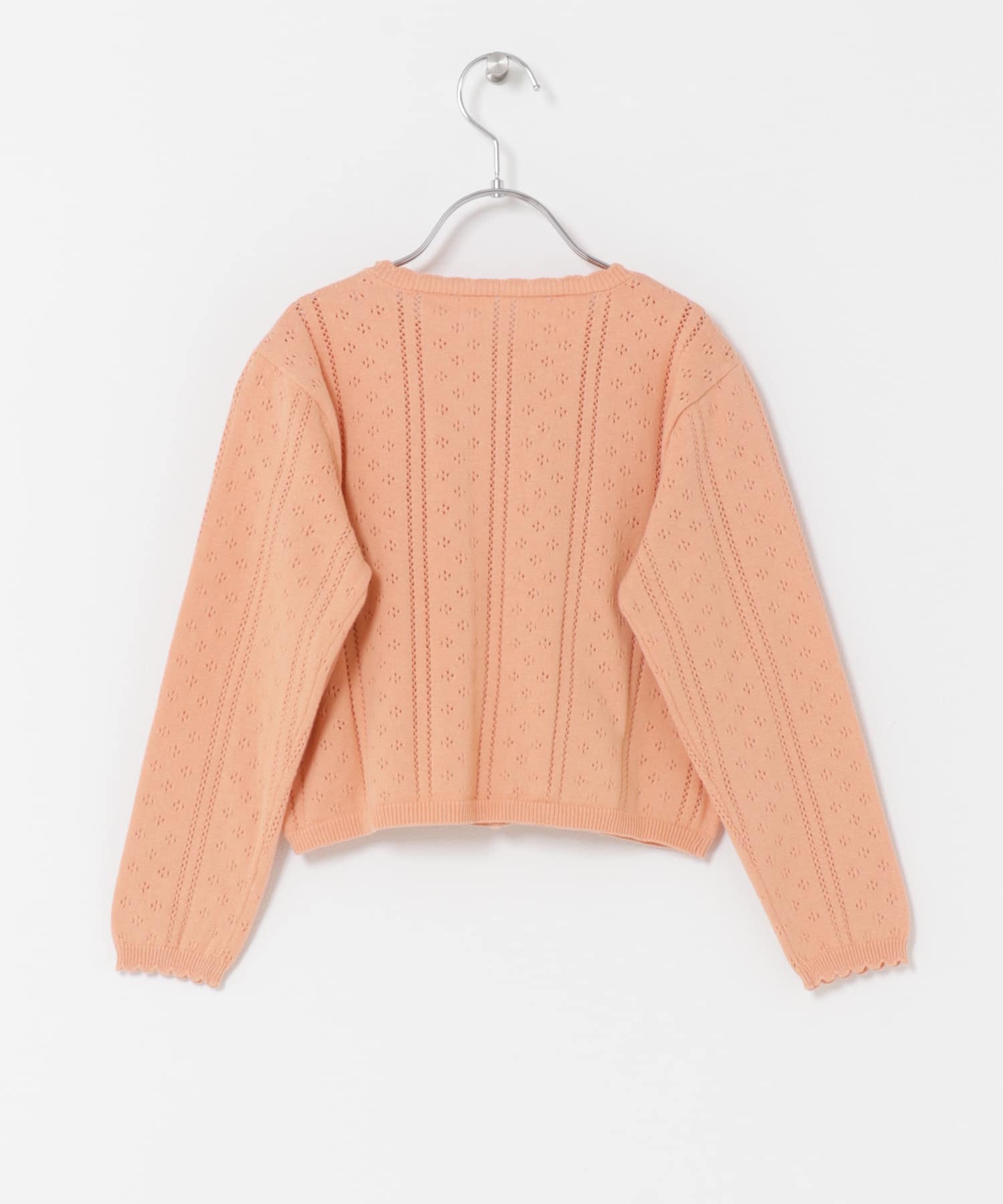 透かし編みカーディガン(KIDS) PEACH 120(115-125)