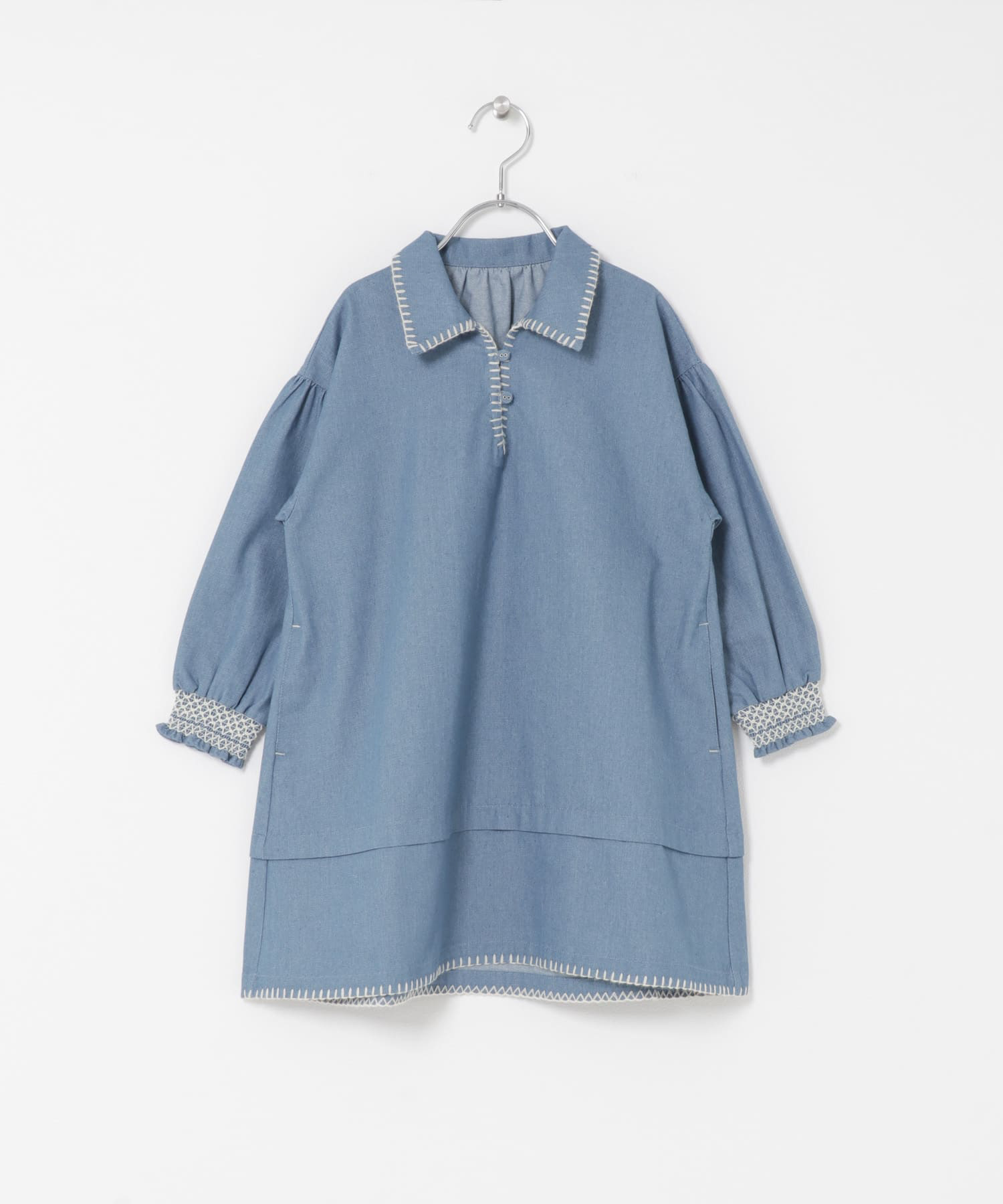 『150サイズあり』デニム刺繍ワンピース(KIDS) INDIGO 105(100-110)