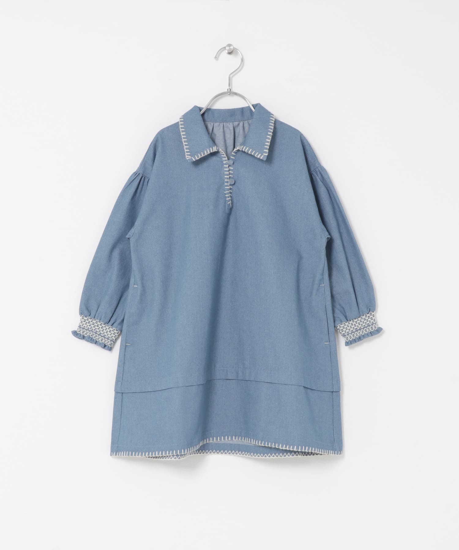 『150サイズあり』デニム刺繍ワンピース(KIDS) INDIGO 105(100-110)