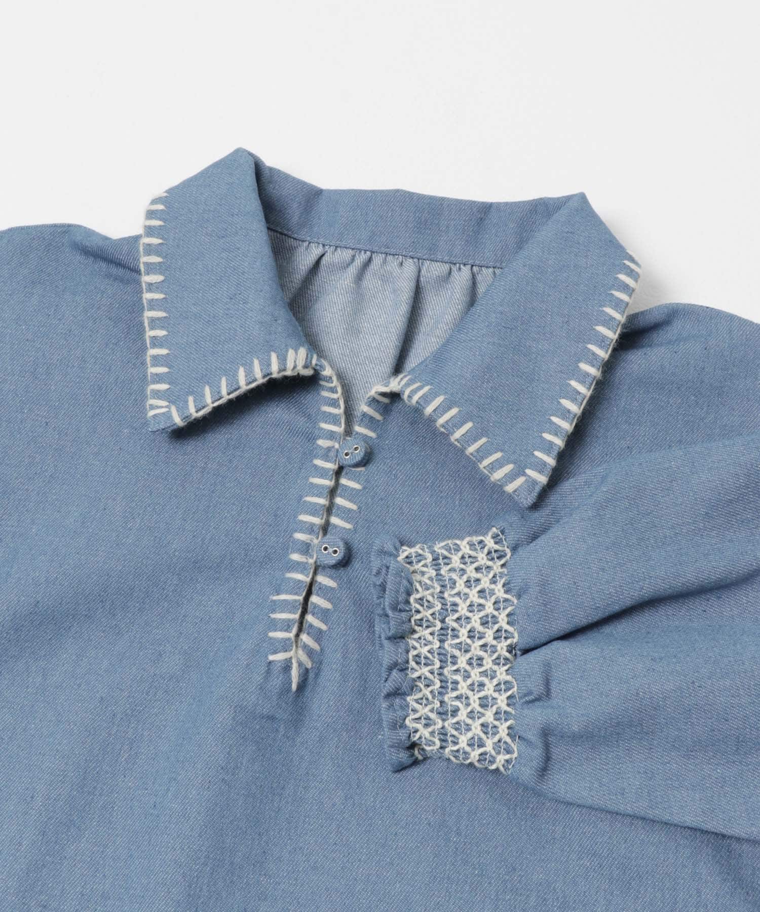 『150サイズあり』デニム刺繍ワンピース(KIDS) INDIGO 105(100-110)