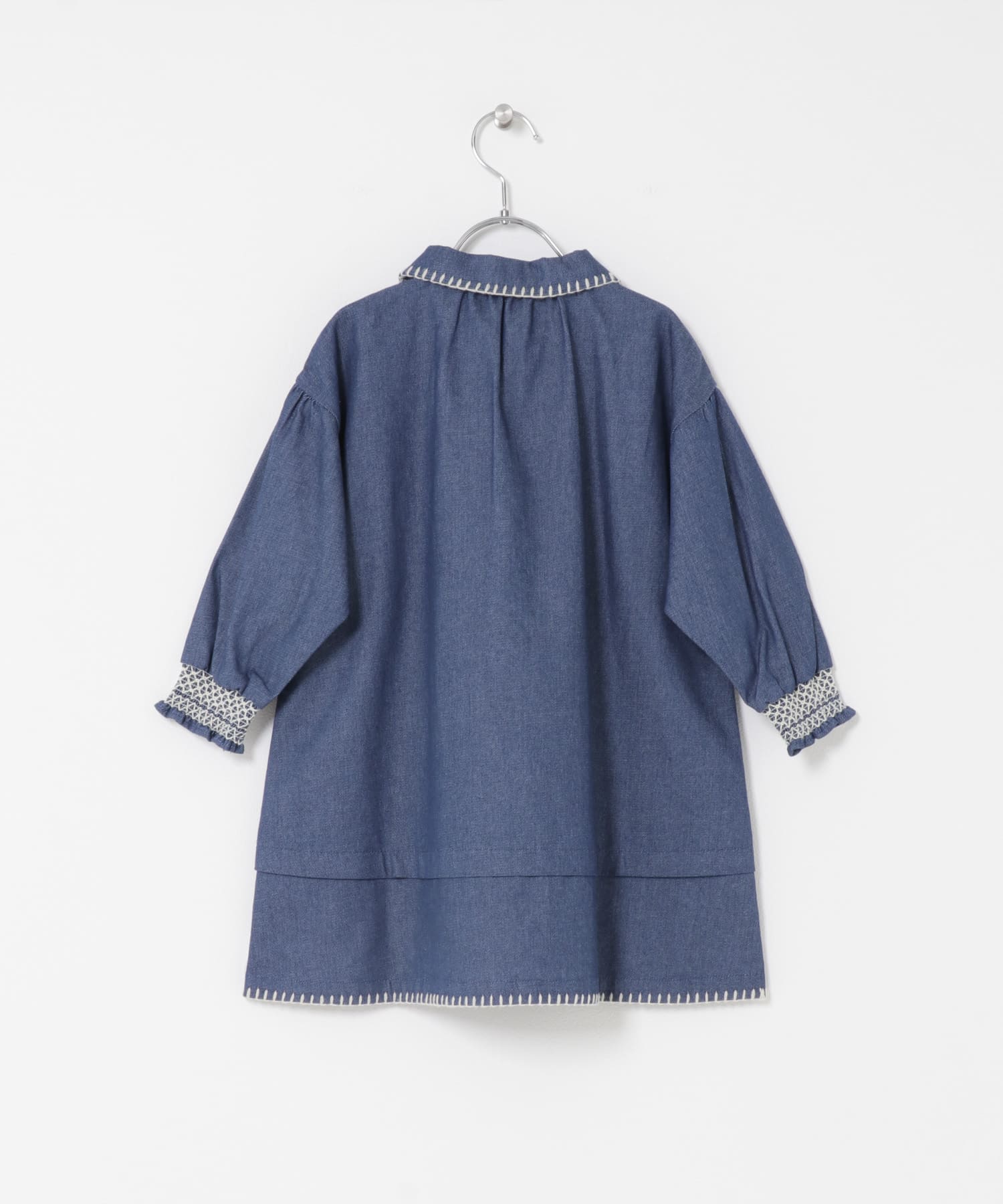 150サイズあり』デニム刺繍ワンピース(KIDS)(105(100-110) INDIGO