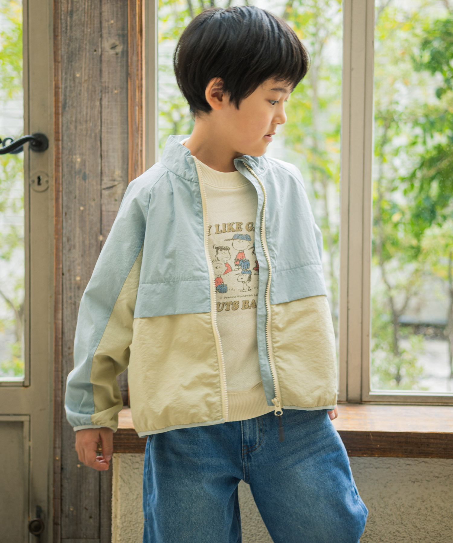 『150サイズあり』パッカブルウィンドブレーカー(KIDS) SAX×STRAW 105(100-110)