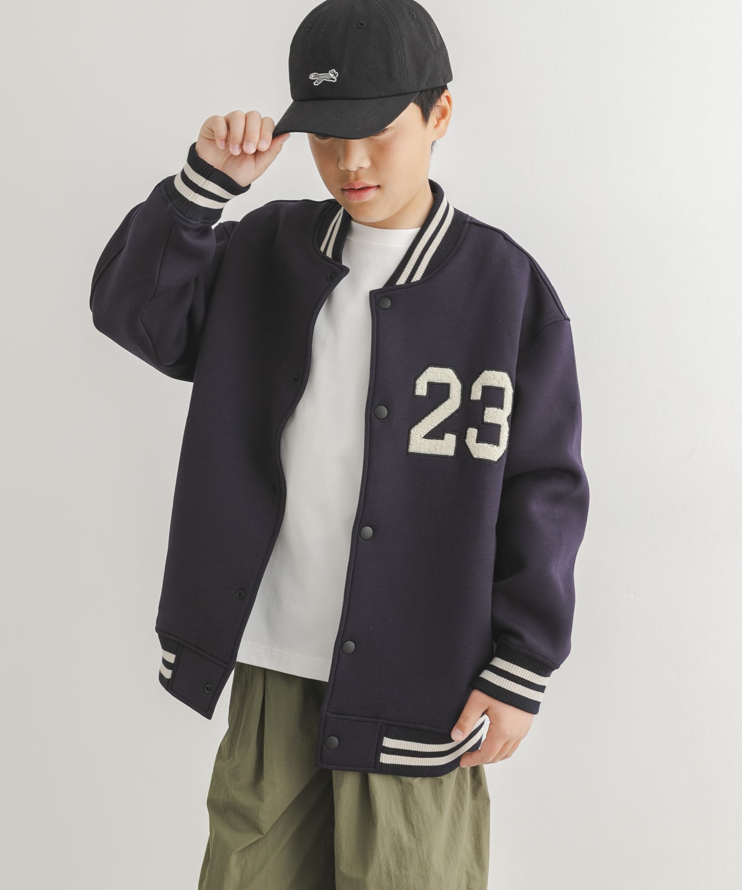 150サイズ』ダンボールニットスタジャン(KIDS)(150(145-155) NAVY