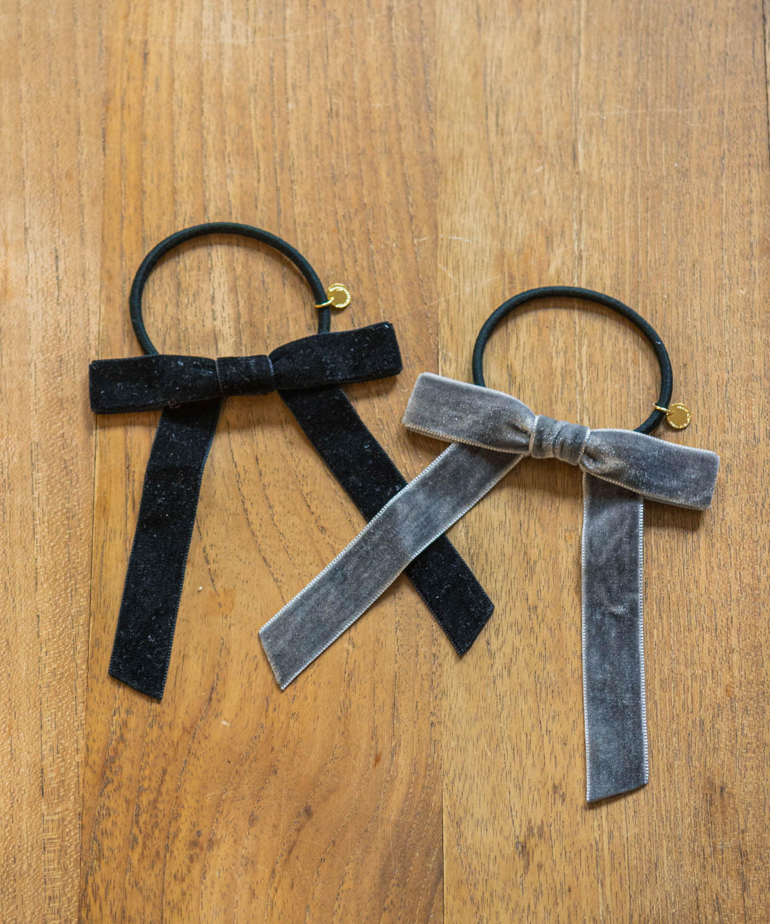 ベロアリボンヘアゴム(KIDS) DARK GRAY One