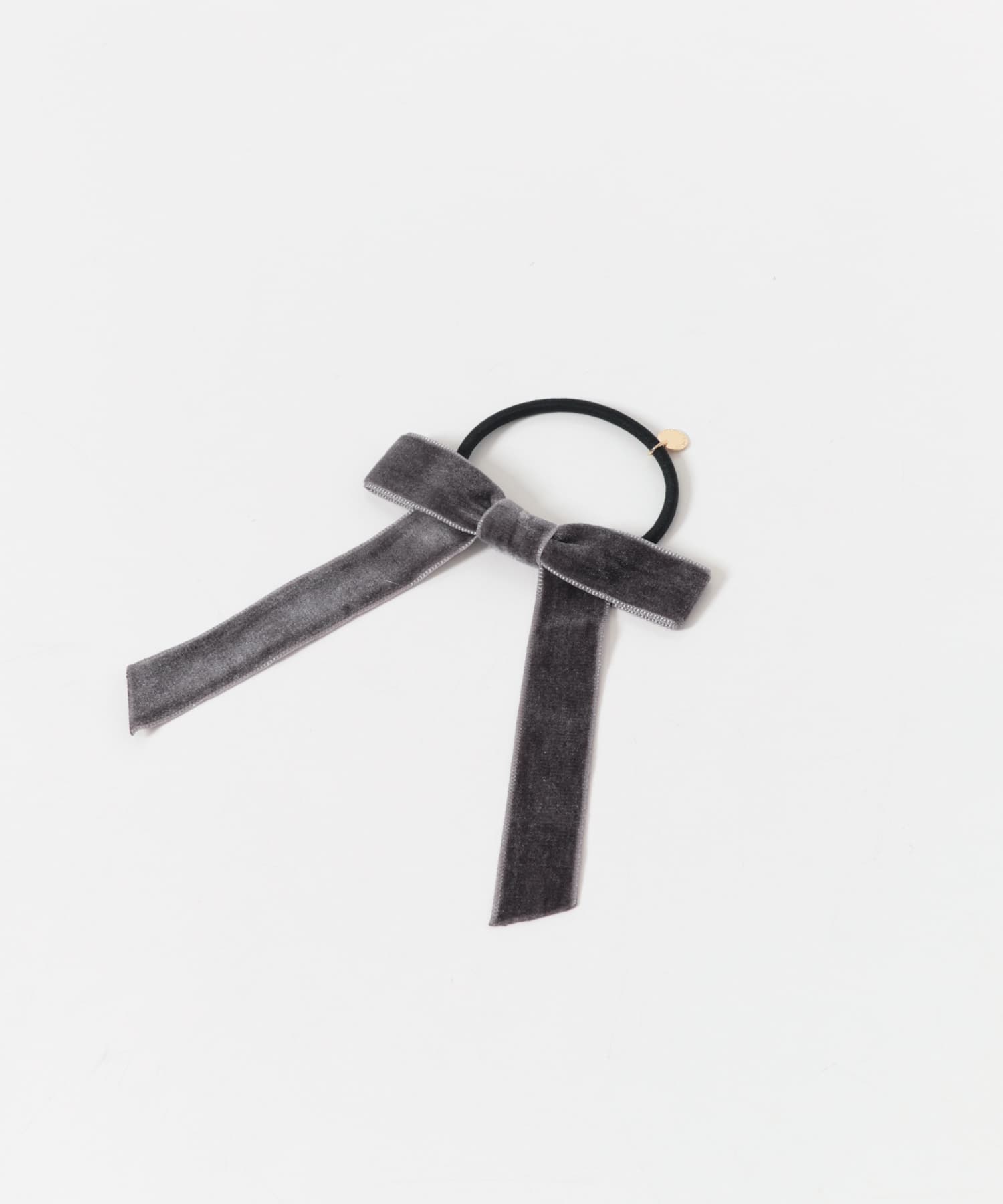 ベロアリボンヘアゴム(KIDS) DARK GRAY One