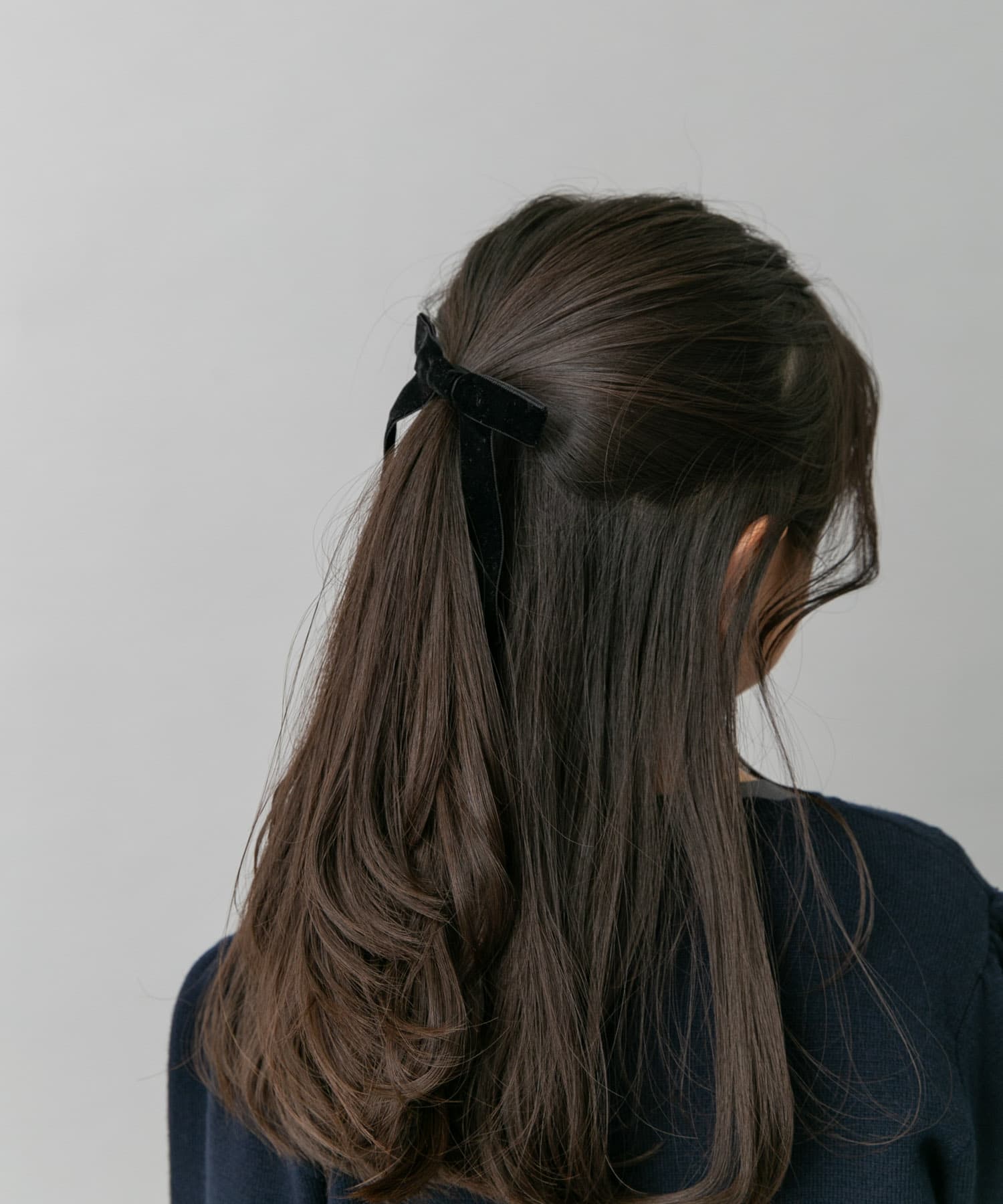 ベロアリボンヘアゴム(KIDS) BLACK One