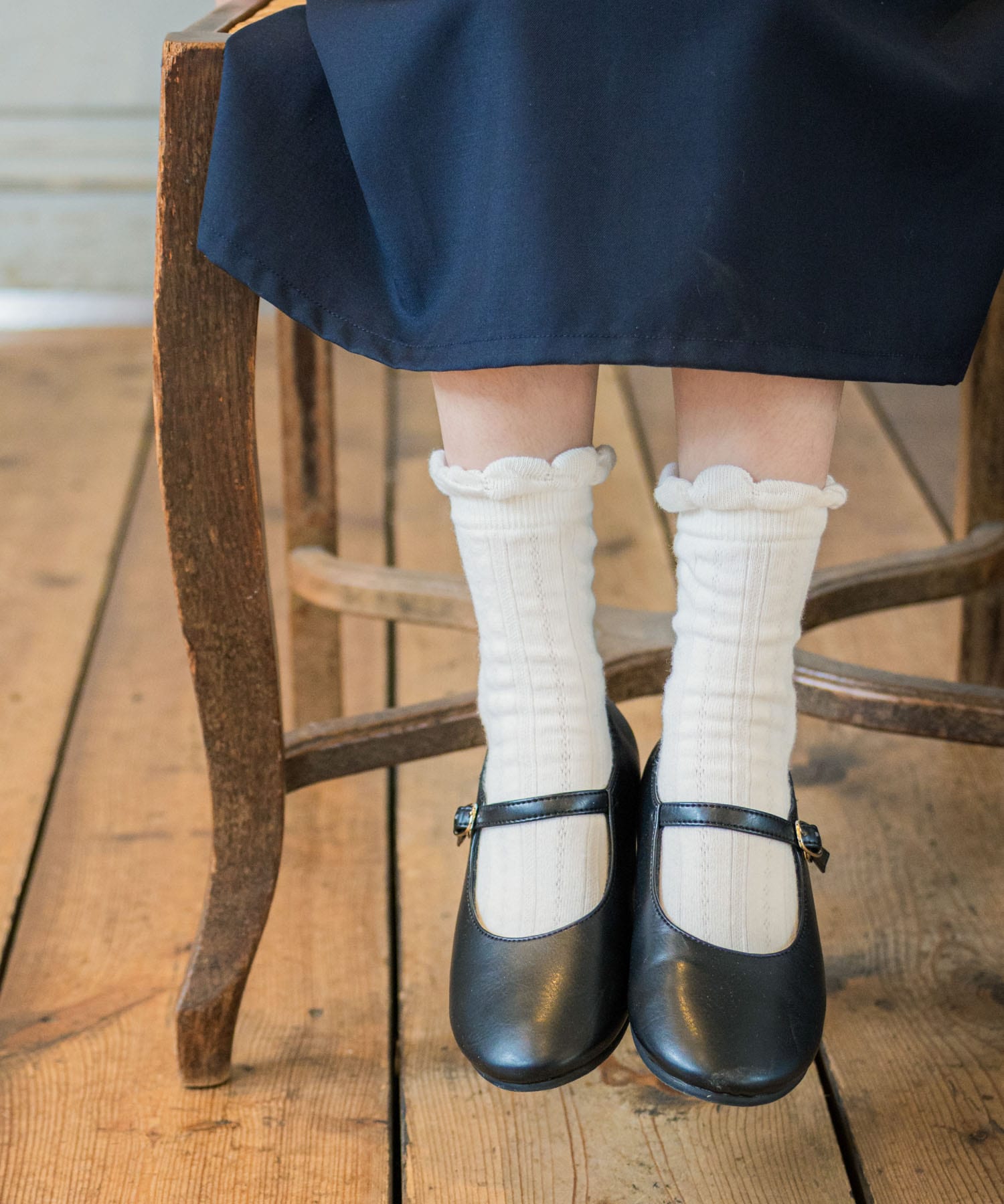 透かし編みフリルソックス(KIDS)