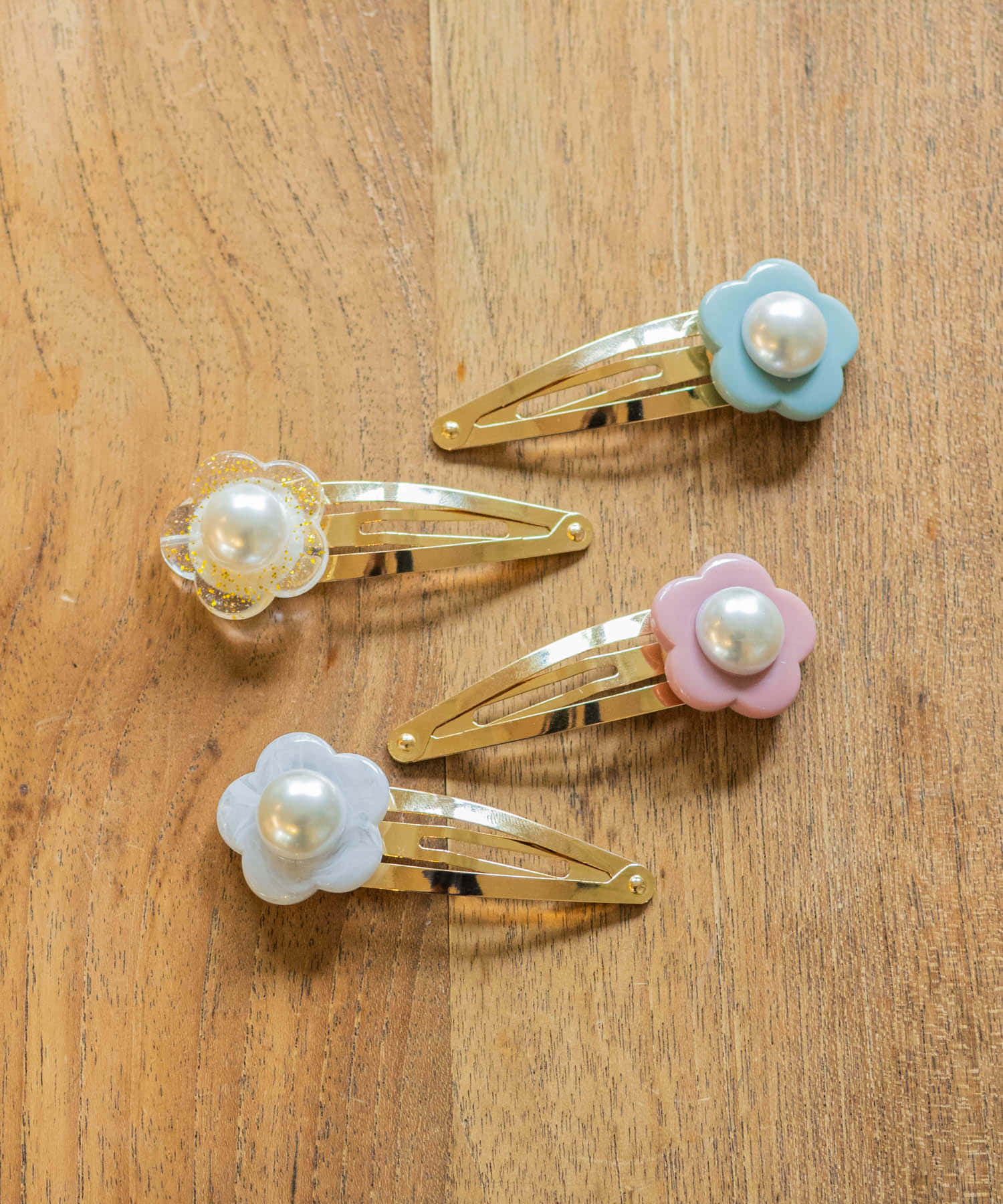 フワラーモチーフヘアピン(KIDS) PNK×WHT One